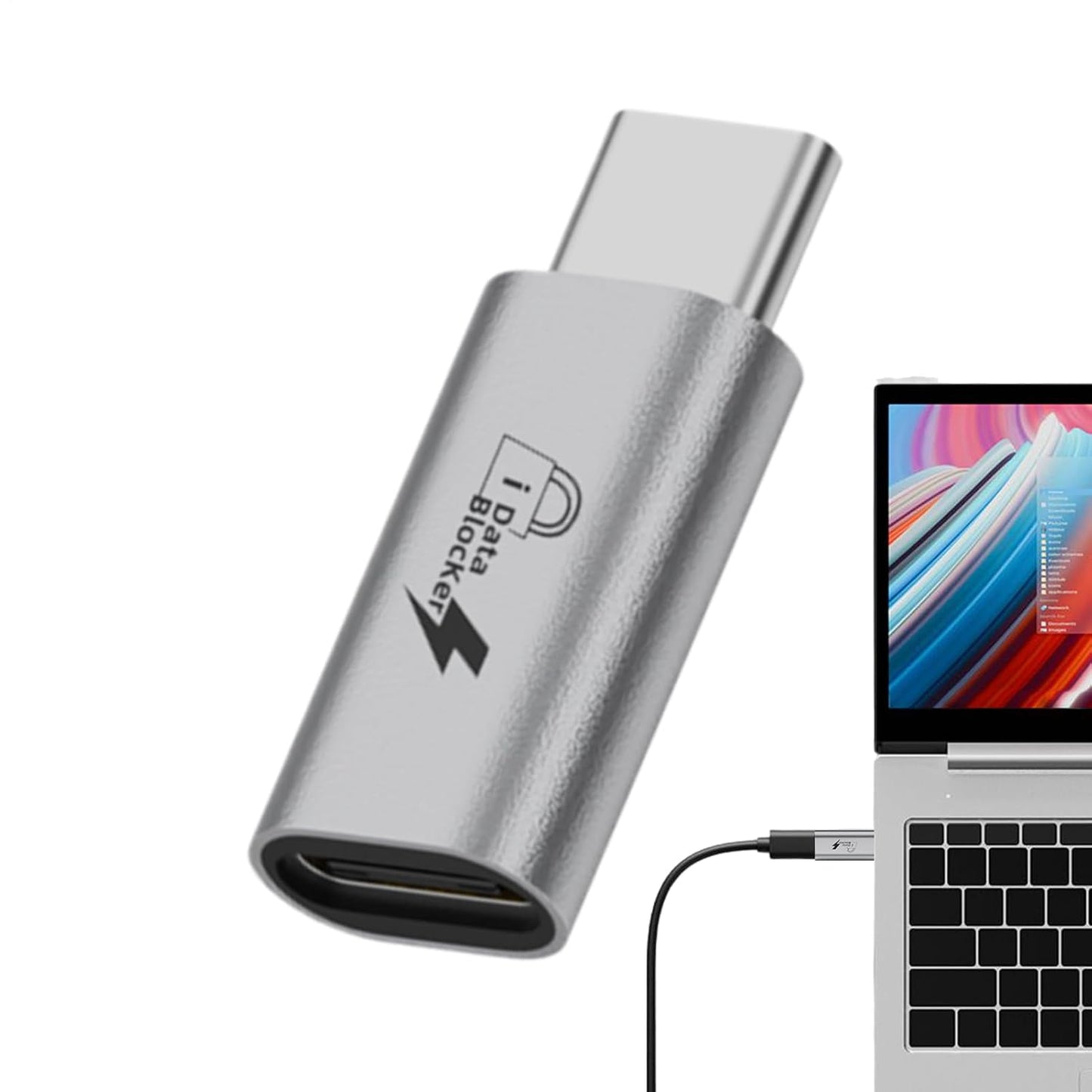 Generic 2.5x1.5cm USB Data Blocker, Aluminum Alloy Anti Juice Jacking Adapter Type-C to Type-C USB Protector Charging
