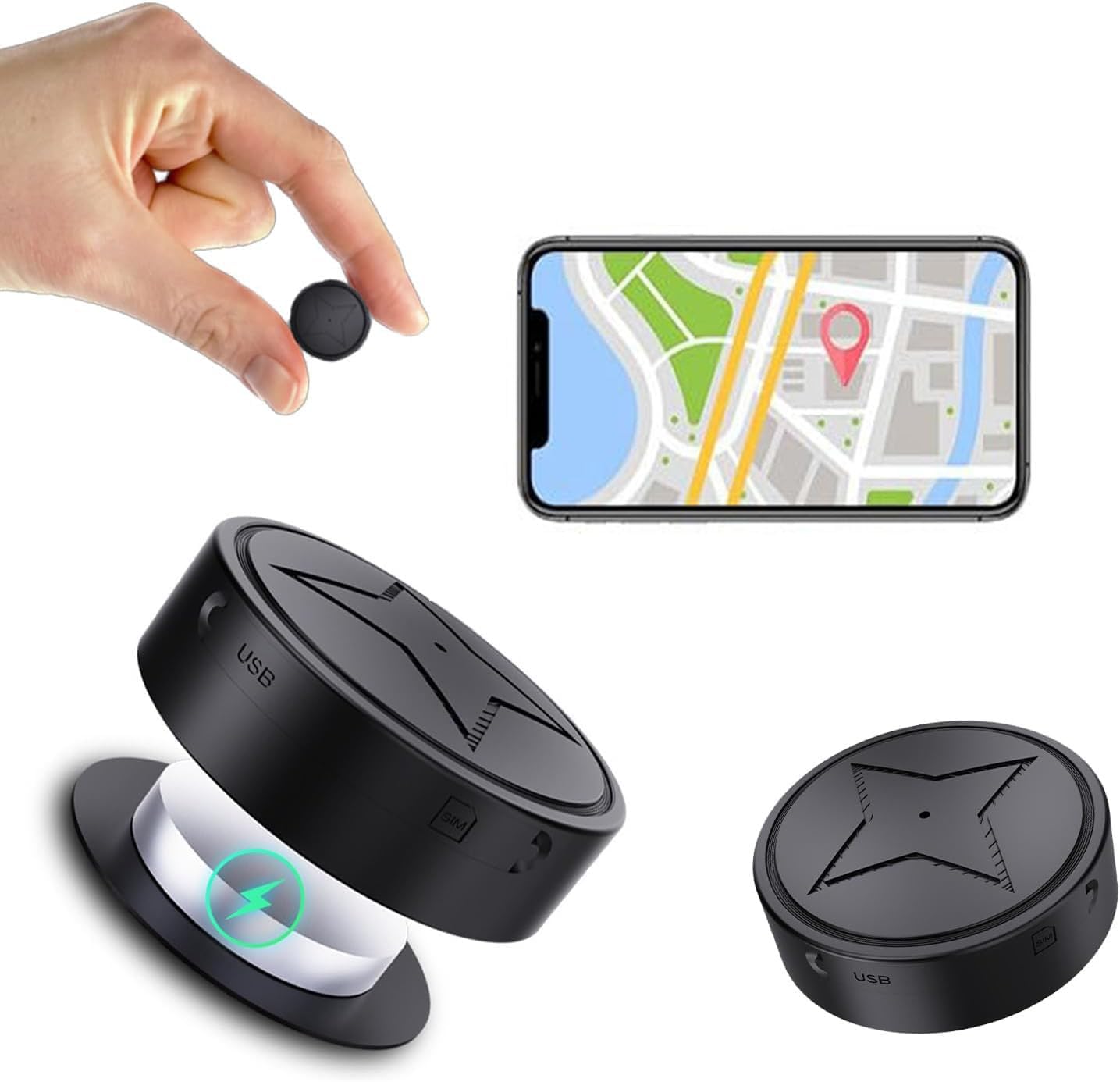 Jequemu 2026 PG12-6) GPS Tracker for Vehicles, No Subscription, GPS Strong Magnetic Vehicle Anti-Lost Tracker, Smallest