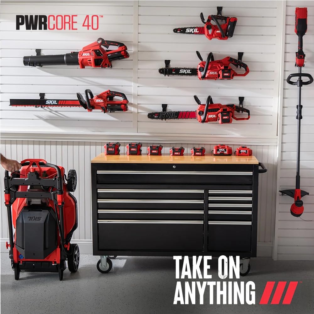 SKIL PWR CORE 40 Brushless 40V 530 CFM Cordless Leaf Blower Kit, Variable Speed with Power Boost, Includes 2.5Ah Battery and Auto PWR Jump Charger- BL4713C-11