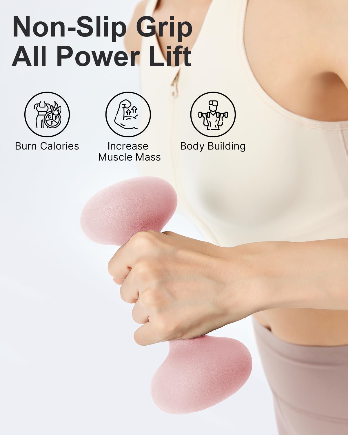 YOTTOY Dumbbell Set of 2,2-15 Pound Hand Weights for Women, Non-Slip Hand Weights for Home Gym, Strength Training, and Full-Body Workouts (Pink, 5LB-Pair)