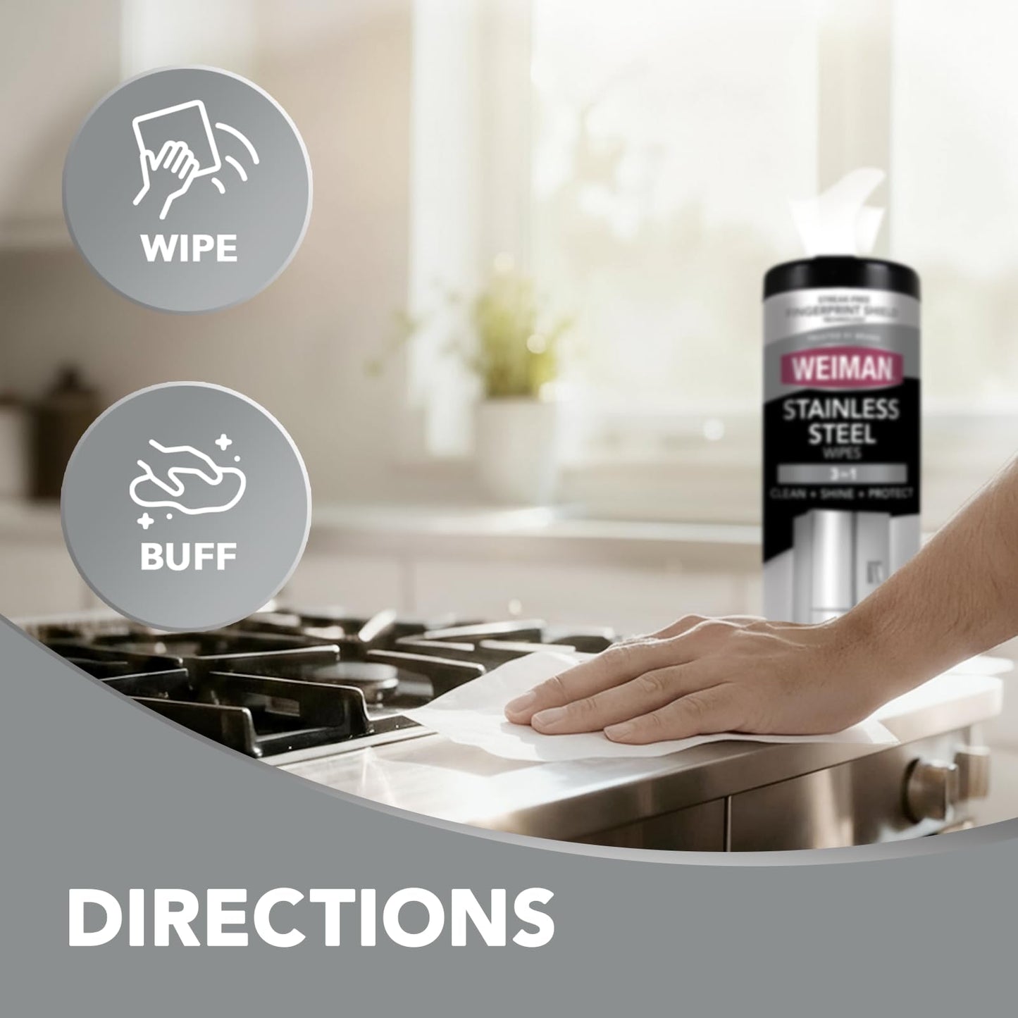 Weiman Heavy Duty Cooktop Polish & Stainless Steel Wipes - Powerful Appliance Kitchen Cleaning Kit - Packaging May Vary