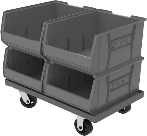 Akro-Mils Super-Size Plastic Storage Bins - Space-Saving Stackable Design, 24" L x 18" W x 12" H, Grey