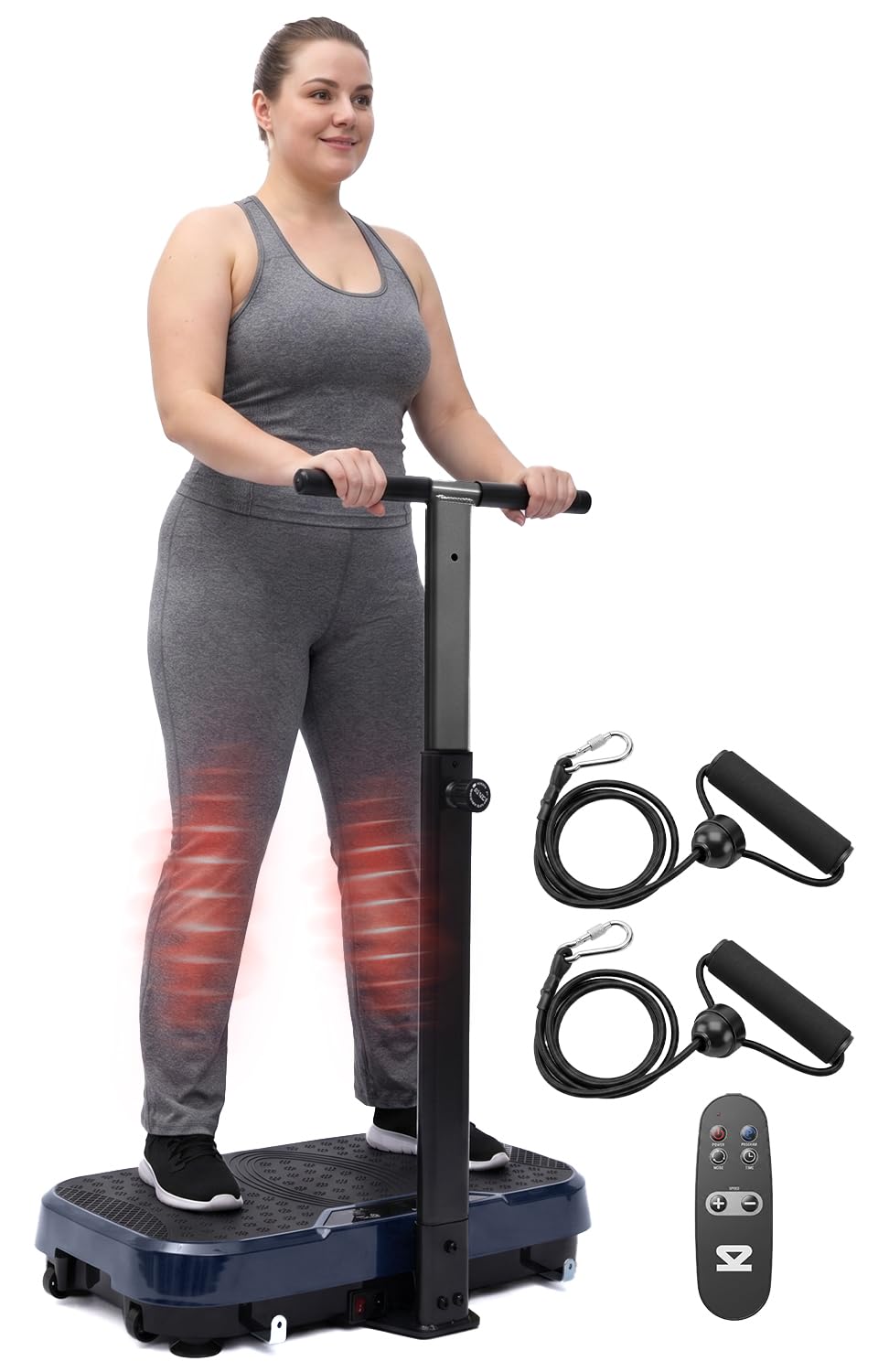 SQUATZ Vibration Plate Exercise Machine with Handlebar, Vibration Plate with Handles, 1-99 Speed Levels, 10 Preset Programs, Low-Impact Home Fitness Platform with Remote, Portable Design, Blue