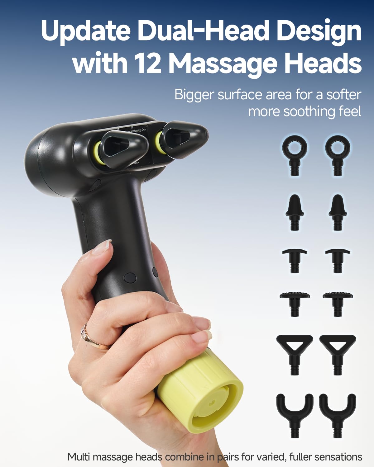 3-in-1 Detachable Massage Gun Deep Tissue, Ergonomic Extension Back Massager For Pain Relief, Portable Percussion Handheld Massager For Back, Shoulder, Leg, Gifts For Women Men, FSA-HSA Eligible