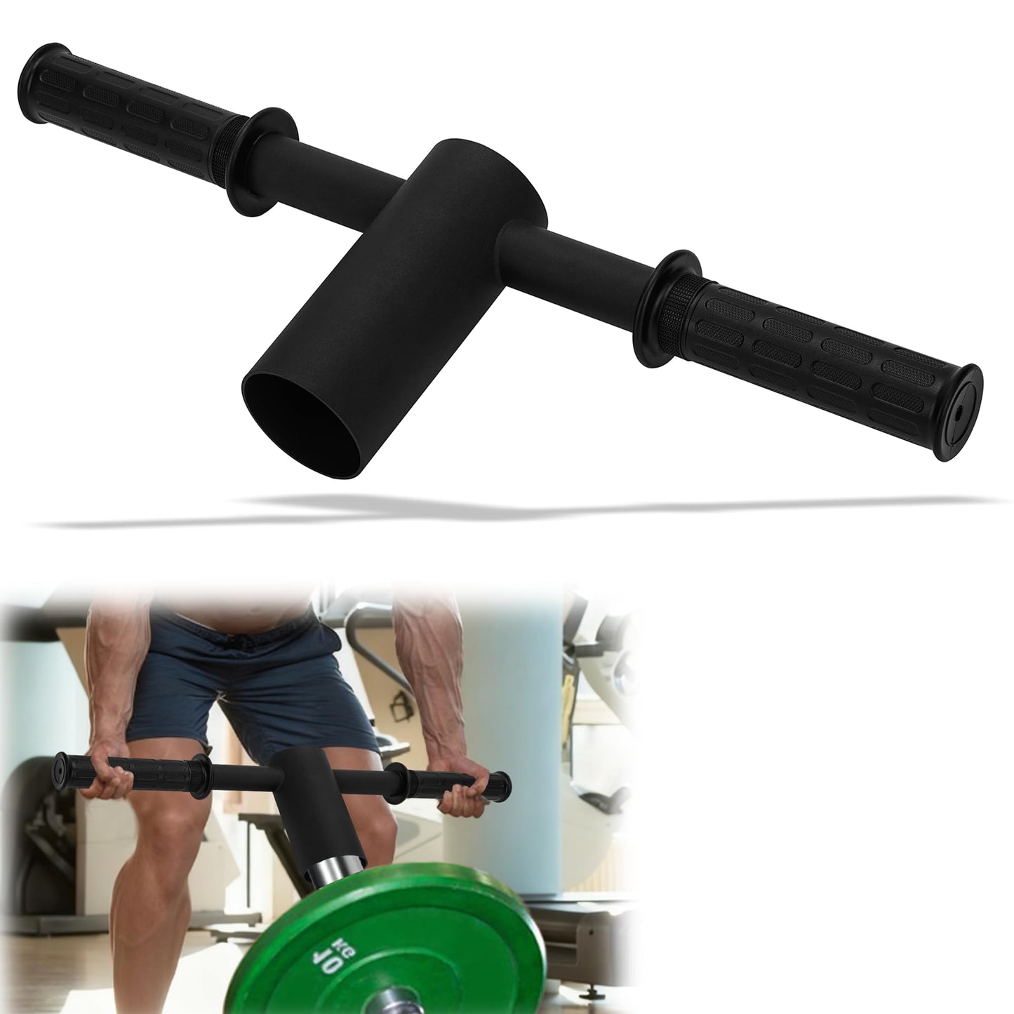 YZZHAJ T Bar Row Barbell Handle, T Bar Landmine Handle Attachment for Olympic Barbell Bar, T Bar Row Attachment with Rubber Grip Fits 2inch Strength Training Bars