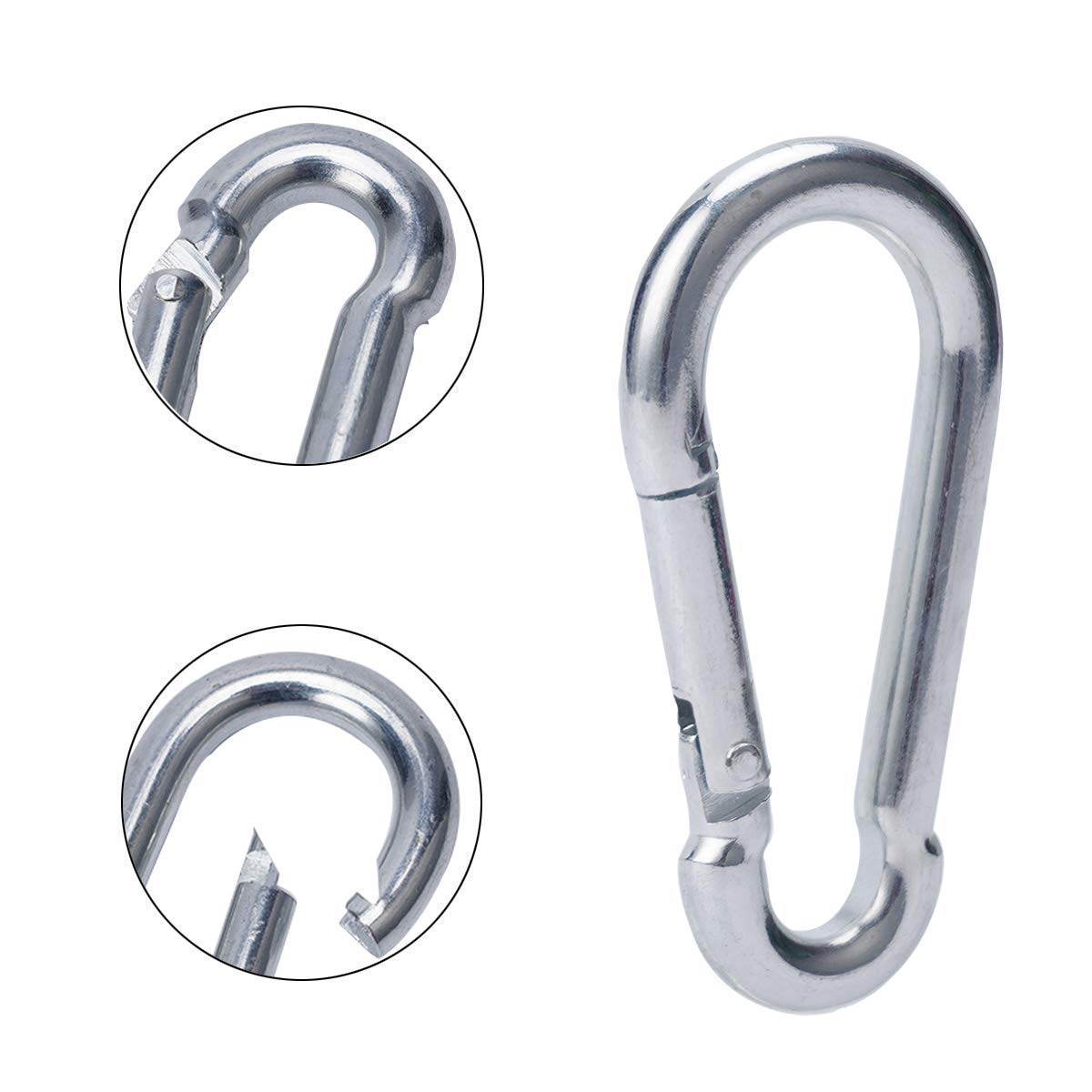 Carabiner 3 Inch Spring Snap Hook Heavy Duty Steel Carabiner Clip 12pcs 8x80mm for Hammock Swing Fitness Camping Hiking