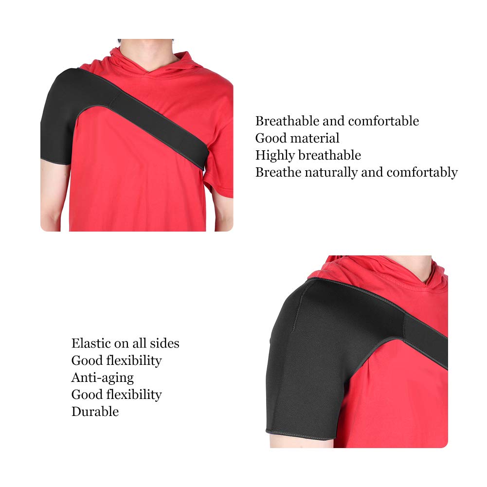 Dioche Sport Bandage, Recovery Shoulder Brace for Men, Adjustable Shoulder Pad Strain Protective Gear Right Shoulder Protector (Black)