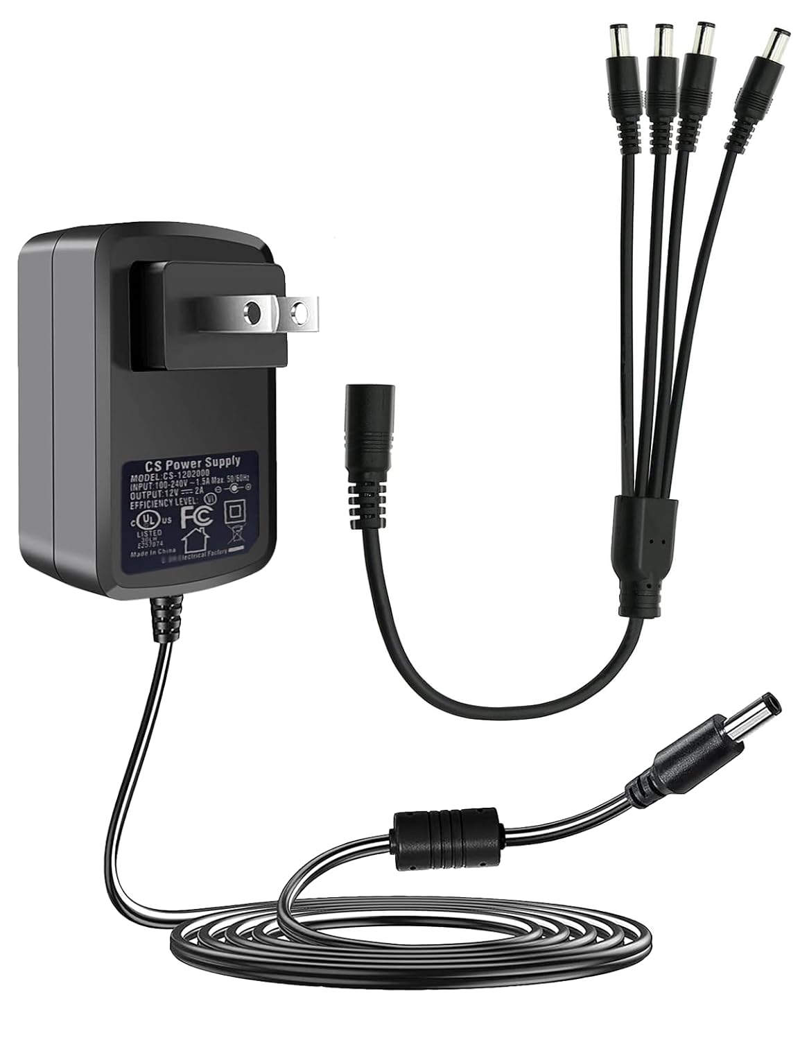 LONNKY 12V 2A 1 4 DC Security Camera Power Adapter Combine with to Power Splitter for CCTV Security Camera System