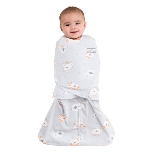 HALO 100% Cotton Sleepsack Swaddle - 3-Way Adjustable Wearable Blanket, TOG 1.5 | Multicolor Lions, Tigers, Bears, Small (3-6 Months)