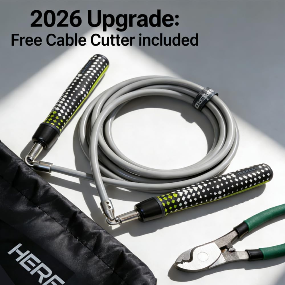 Weighted Jump Ropes for Men & Women, 1/2 LB Jump Rope Weighted With Ball-bearing, No-Slip Grip, Durable Steel Cable, Heavy Jump Rope Designed for Fitness, High-Intensity Strength Workouts, crossfit