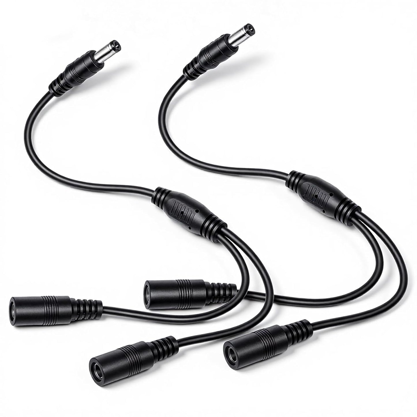 FdcZeyxior 2 Pack 1 2 5.5mm 2.1mm 2-Way Male to Female Power Cord Splitter x Extension Cord Splitter DC Power Supply