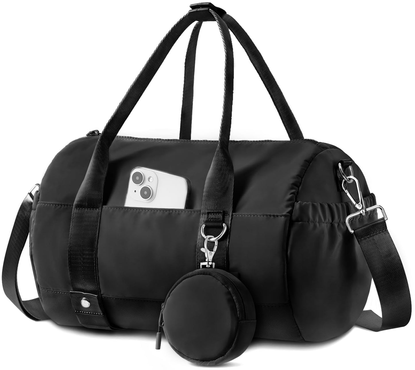 TOPEAST Small Gym Bag for Women, Mini Sports Yoga Bag Gym Tote Bag with Yoga Mat Holder, Small Sports Duffle Bag with Water Bottle Pocket & Wet Pocket for Travel Dance Workout, Black