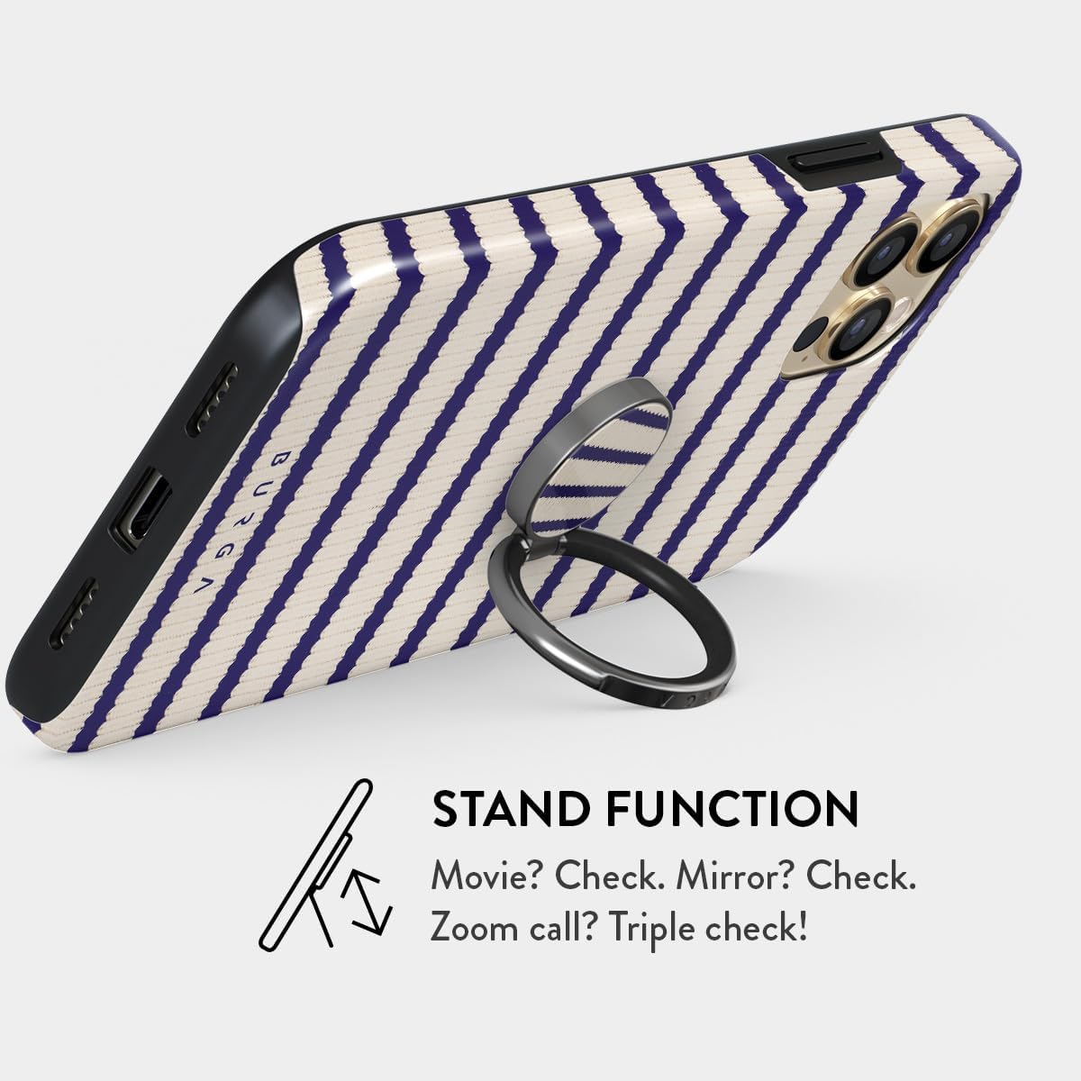 BURGA 360 Cell Phone Ring, Holder Grip and Stand - Finger Phone Grip for Back of Smartphone Case, Kickstand Rotation