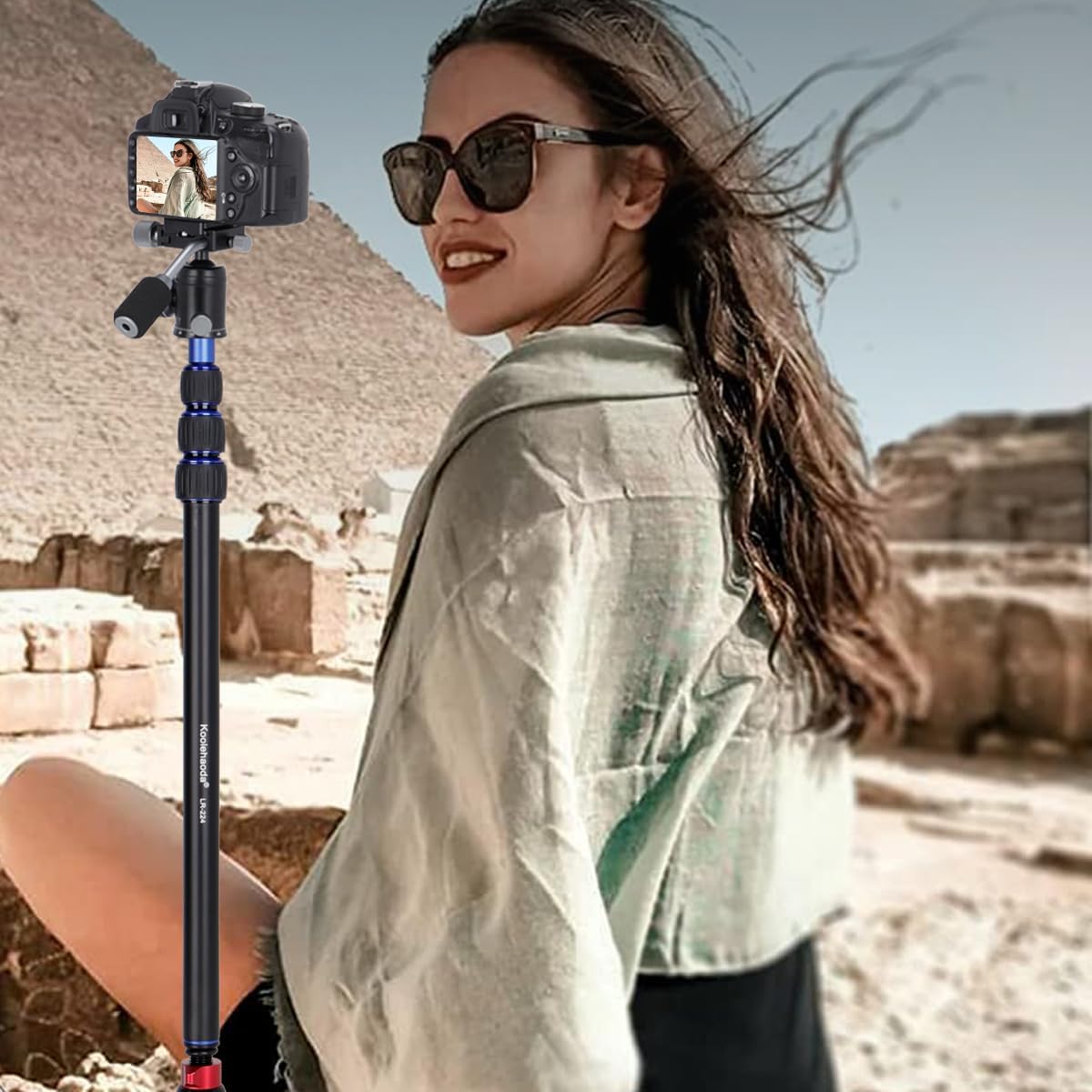 koolehaoda 40inch LR-224 Camera Monopod Tripod Extender Rod, Aluminium Center Column Gimbal Extension Pole Telescopic