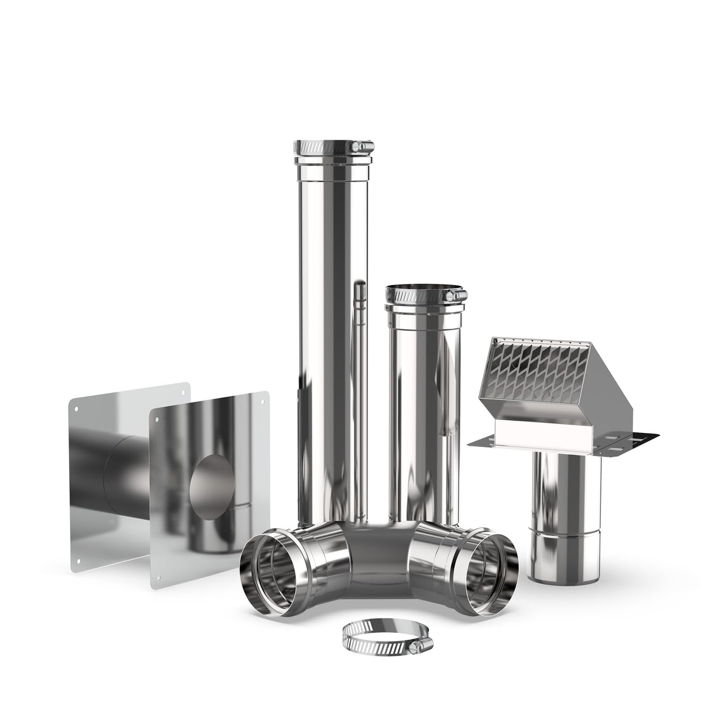 Thermomate 3" Vent Pipe Kit, Universal 3 Inch Stainless Steel Horizontal Vent Kit for Most Gas Tankless Water Heaters, Includes Termination Hood, 90° Elbow, Vent Pipes, Wall Thimble