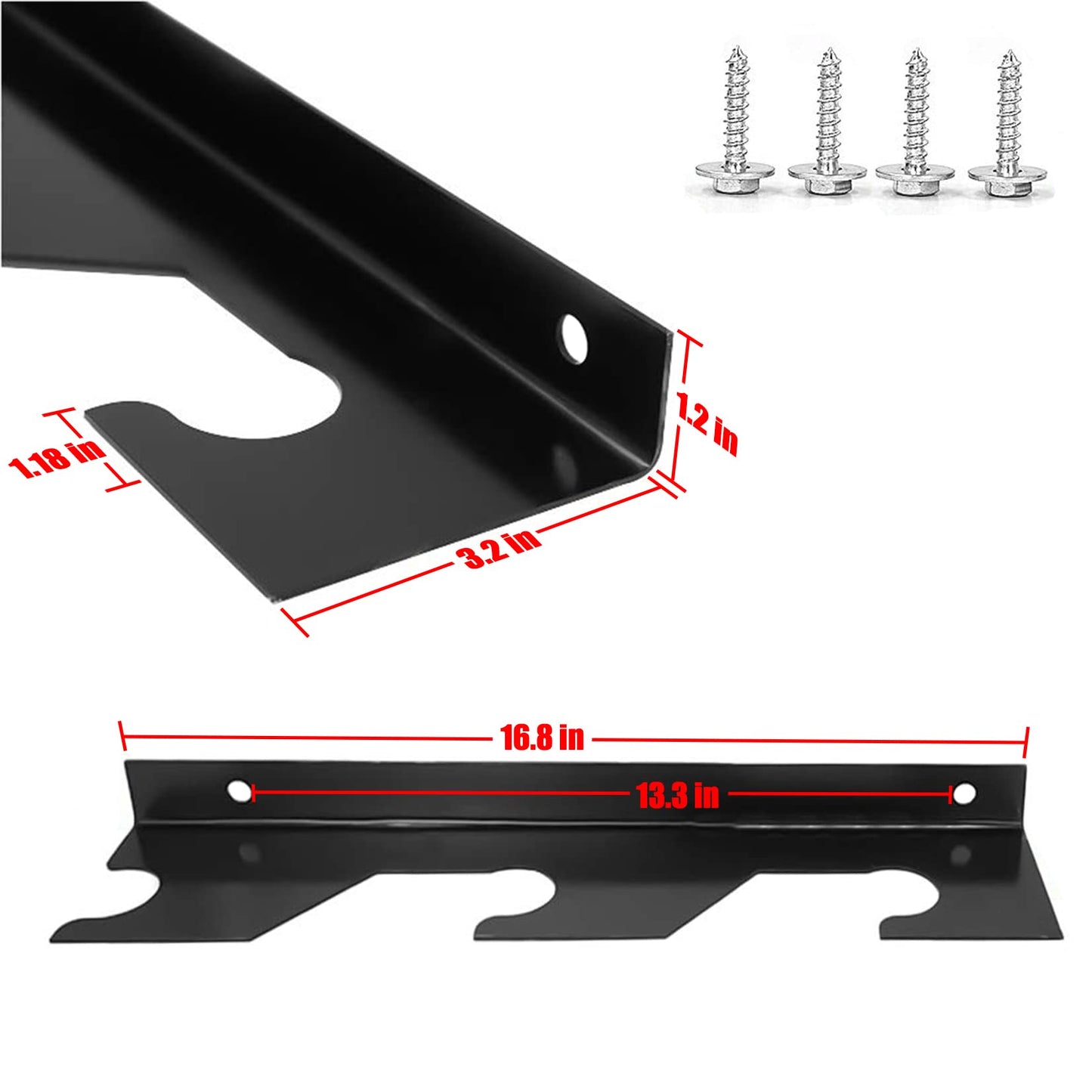 FUXIN Horizontal Steel Barbell Holder, Wall Mounted Olympic Bar Holder Weight Bar Storage Rack Heavy Duty Barbell Racks, 1 Pair (3 Bars)