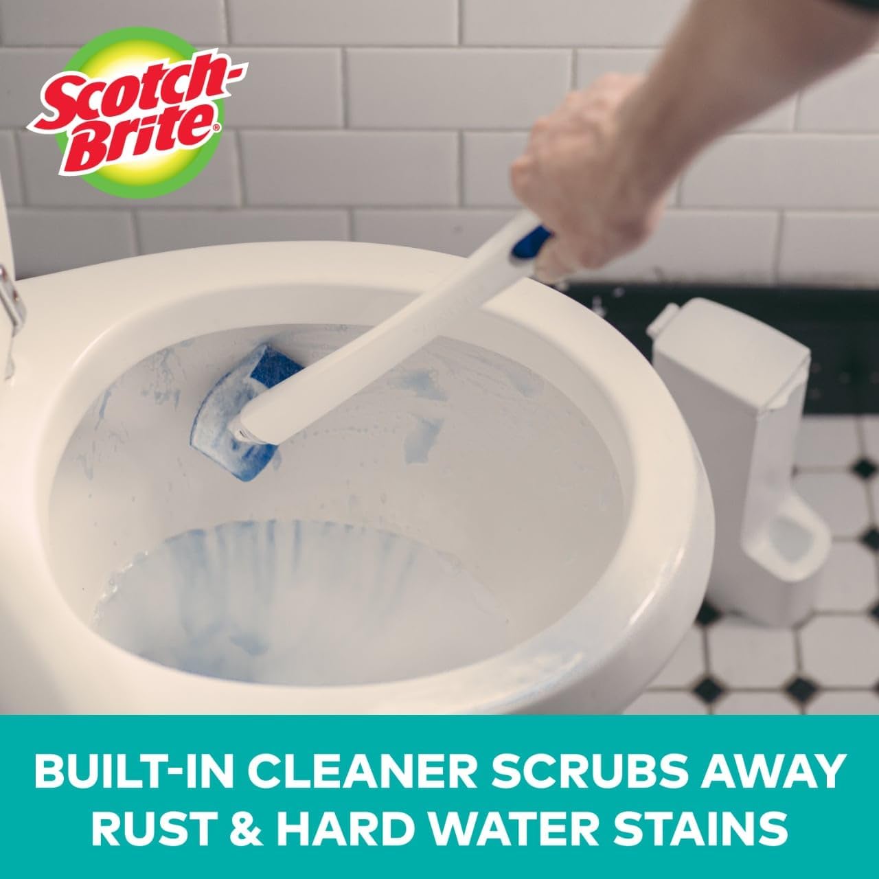 Scotch-Brite Toilet Scrubber Starter Kit - Disposable Refills with Bleach Alternative | Includes 1 Handle & Caddy