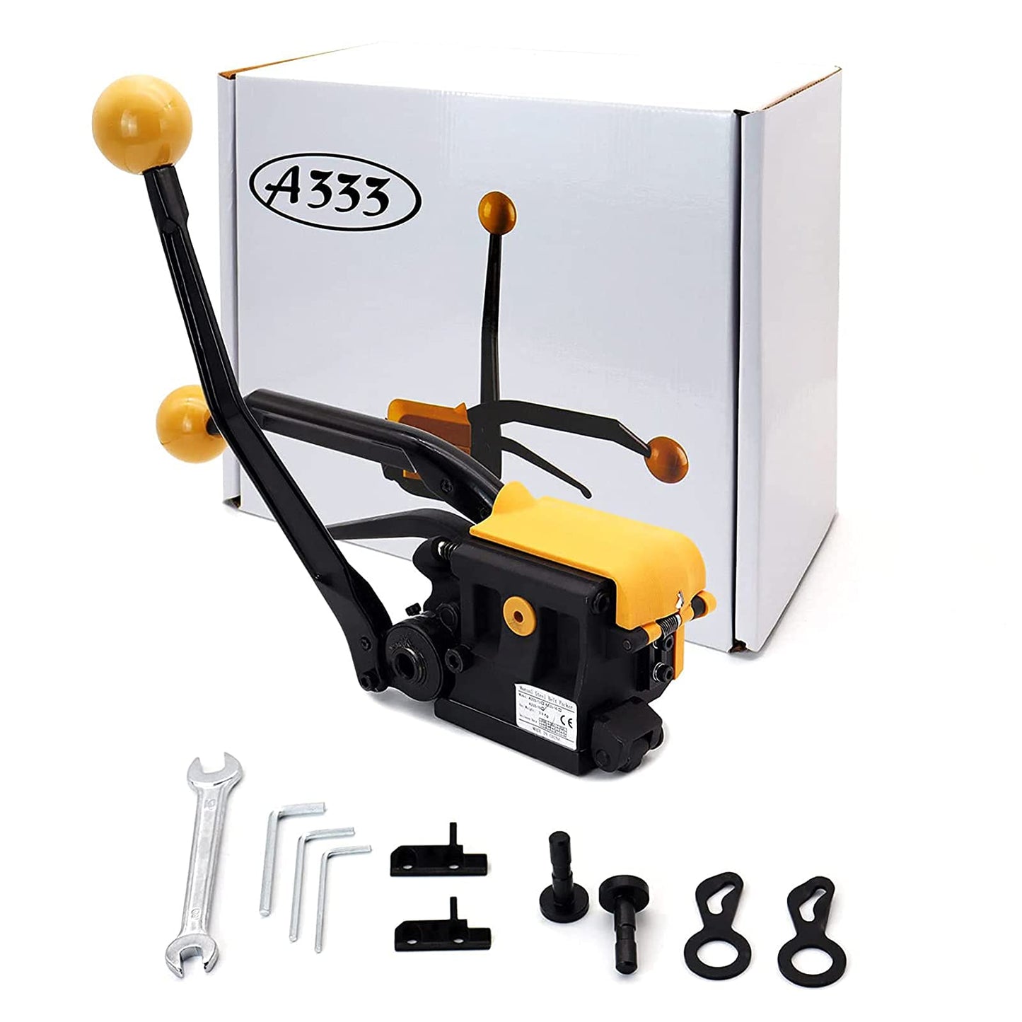 SDRTOP Steel Strapping Tool A333 Stainless Manual Belt Packaging Banding Machine Metal Free Buckle Packing for Width 1/2" 5/8" 3/4" Sealless Combination Tools
