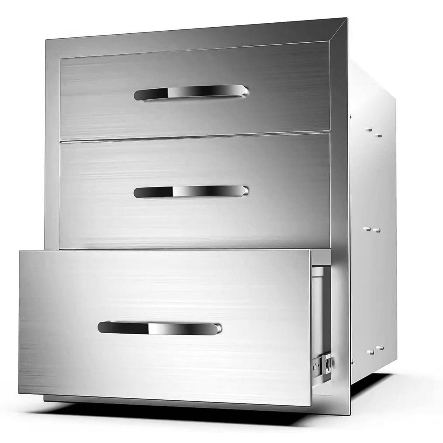 Migoda Outdoor Kitchen Drawers Stainless Steel, BBQ Drawer Inserts for Built-in Patio Grill Station, Triple Drawer, 16''W x 21''H x 23''D