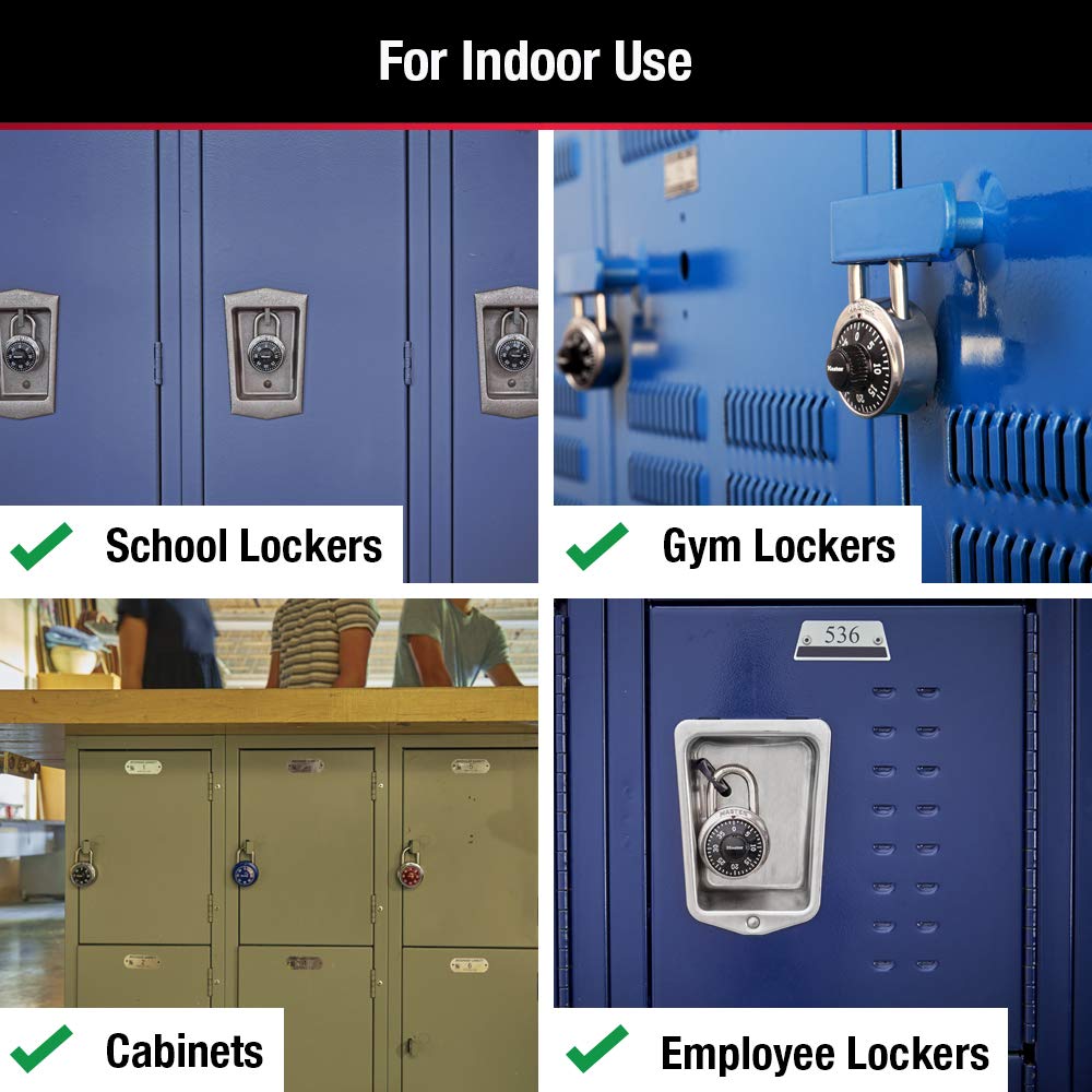 Master Lock Black Gym Locker Lock Combination Padlock, Indoor Combo Lock with Preset 3-Digit Code for Cabinets, Storage, 2 Pack, 1500T