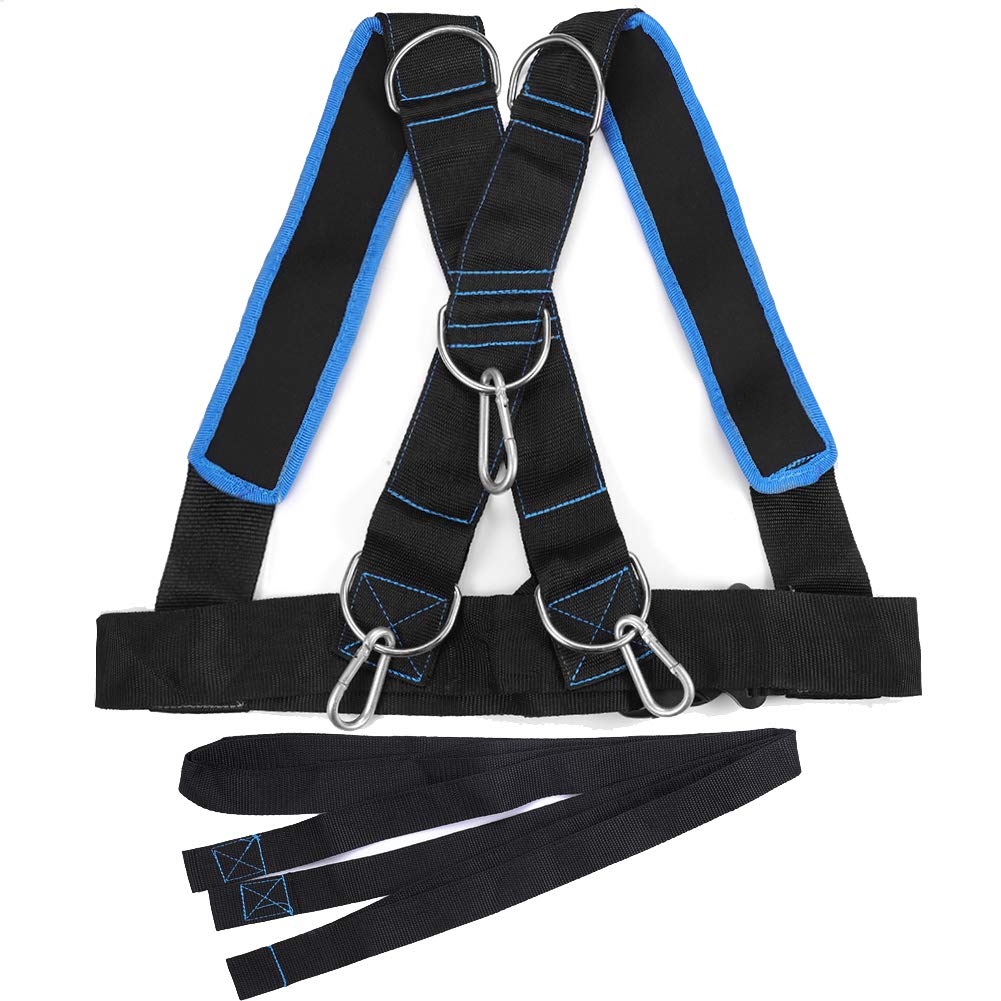 Training Sled Harness Vest with 9' Pull Strap & 5-Point Anchor - Youth Fit (Up to 36" Girth) | Resistance Speed Training for Tire/Sled Fitness, Compatible with Bungees/Towlines