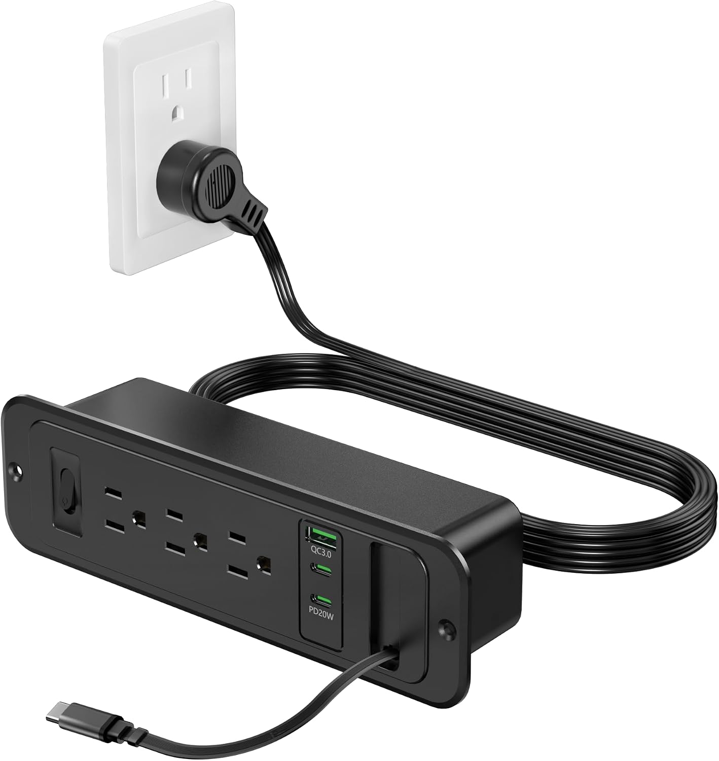 Jgstkcity Cable,2 20W Countertop Table,3 6FT-20W Recessed Power Strip with Retractable USB C PD USB C,Flush Mount