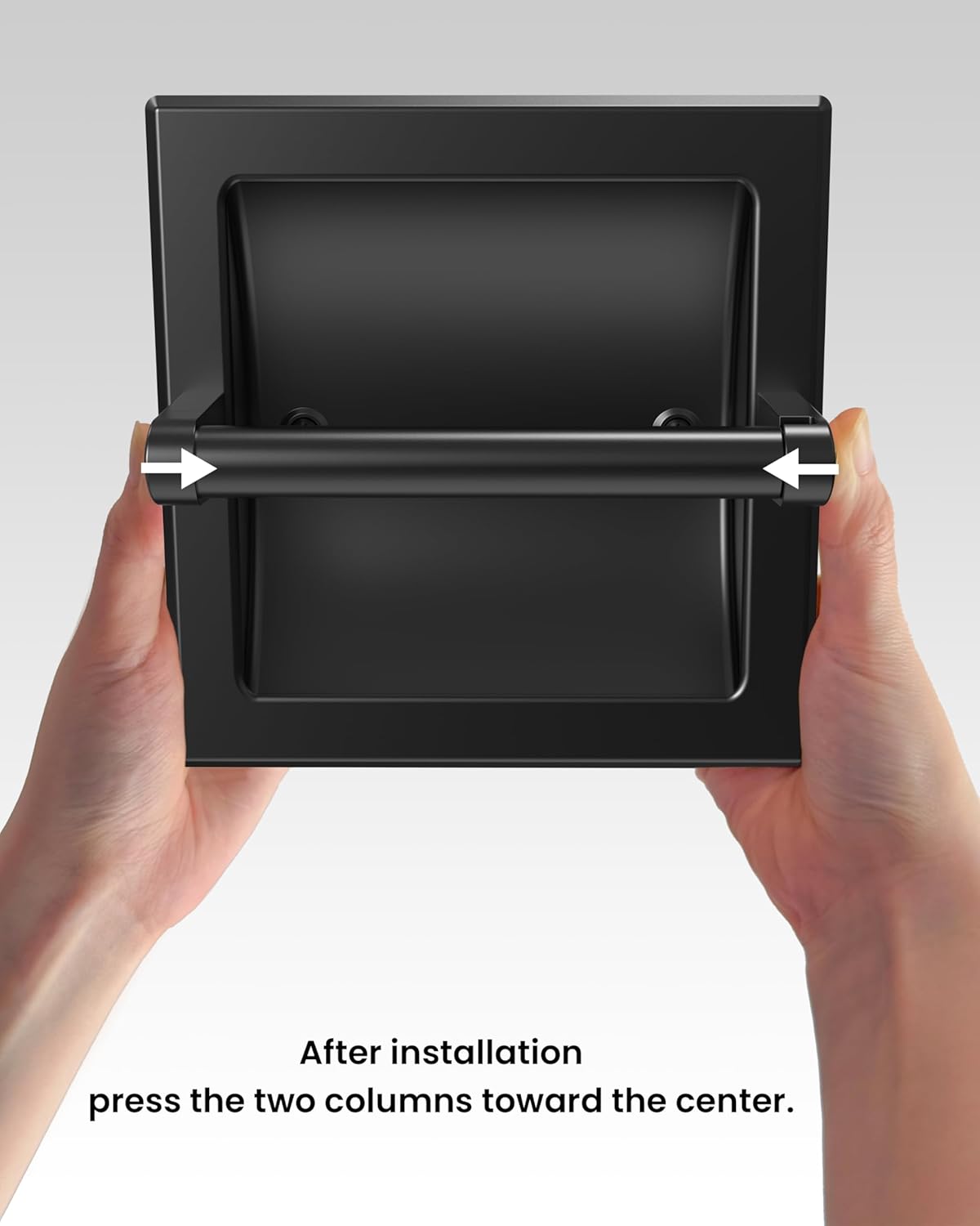 Skiennix Matte Black Toilet Paper Holder - Pivoting Wall-Mount Design for Large Rolls