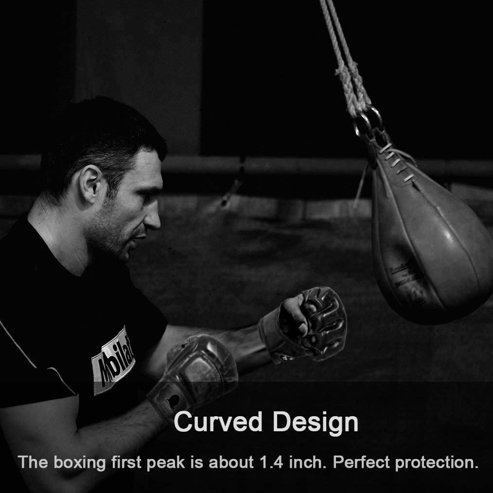 ZooBoo MMA Gloves, Half-Finger Boxing Fight Gloves MMA Mitts with Adjustable Wrist Band UFC Gloves for Sanda Sparring Punching Bag Training (One Size Fits Most)