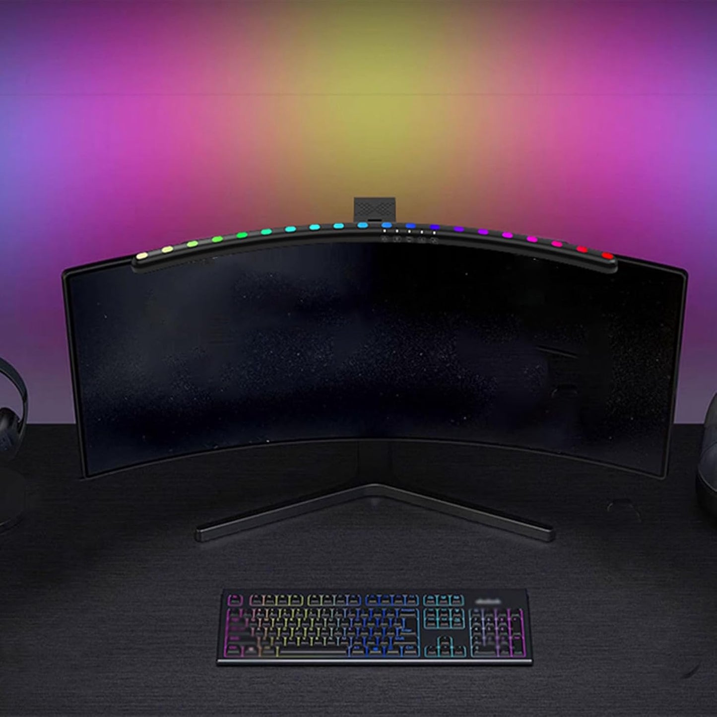3 (3200k, 4500k, 6900k), Dimmable Diyeeni Curved Monitor Light Bar with Touch Control, Color Temperatures RGB, Timing