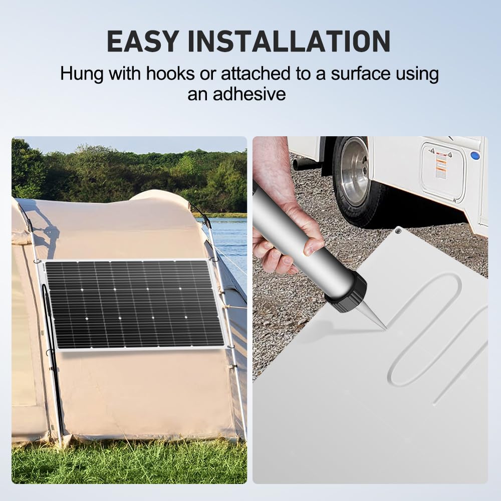 DOKIO 200W (2×100W) Flexible Solar Panels 18V Monocrystalline for 12V Battery Charging, Semi-Flexible ETFE with MC4, Series/Parallel for RV Boat Camper Van Trailer Off-Grid Use