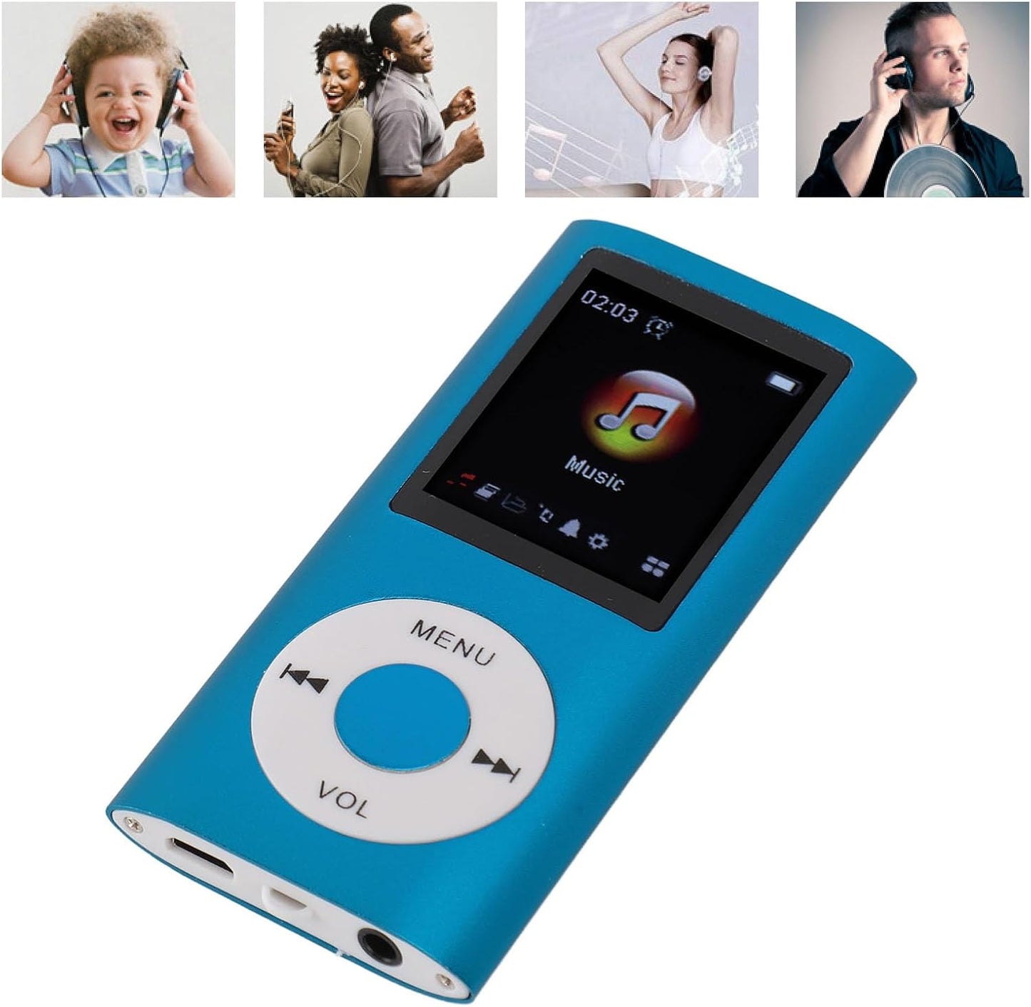 Zopsc MP3 MP3 1.8 Inch 7 8GB Player, Portable HiFi Lossless Digital Player with TFT Screen, Sound Effect Modes