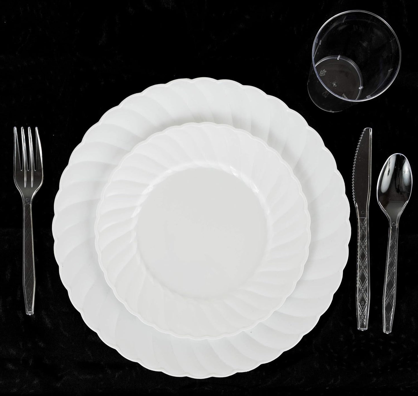 PARTY BARGAINS Argyle Settings Clear Plastic Cutlery Set 720‑Piece – 360 Forks, 240 Spoons, 120 Knives – Heavy‑Duty Disposable Utensils for Parties, Weddings, Buffets, BBQs & Catering – BPA Free
