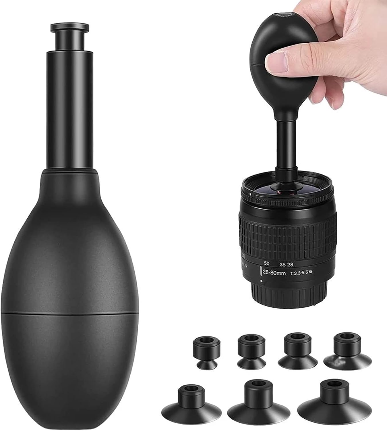 LOXGO 7pcs (12/15/20/25/30/35/40mm) Vacuum Suction Pen Kit with Sucker Camera Lens Pick-up Tool Remover Oval Sucking