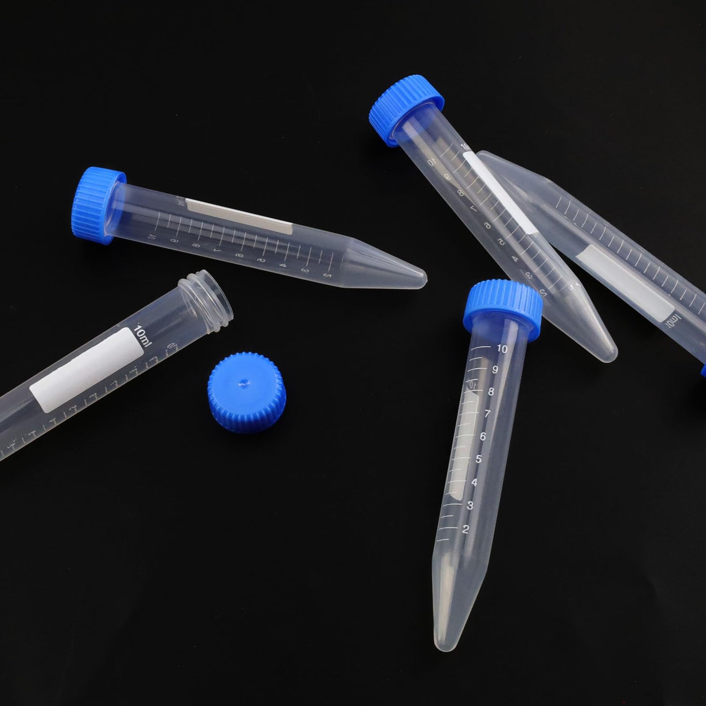 Antrader Centrifuge Tubes 10mL,Conical Tubes Sterile 50 PCS with Screw Caps,Plastic Container with with Graduated and Write Marks(Blue)