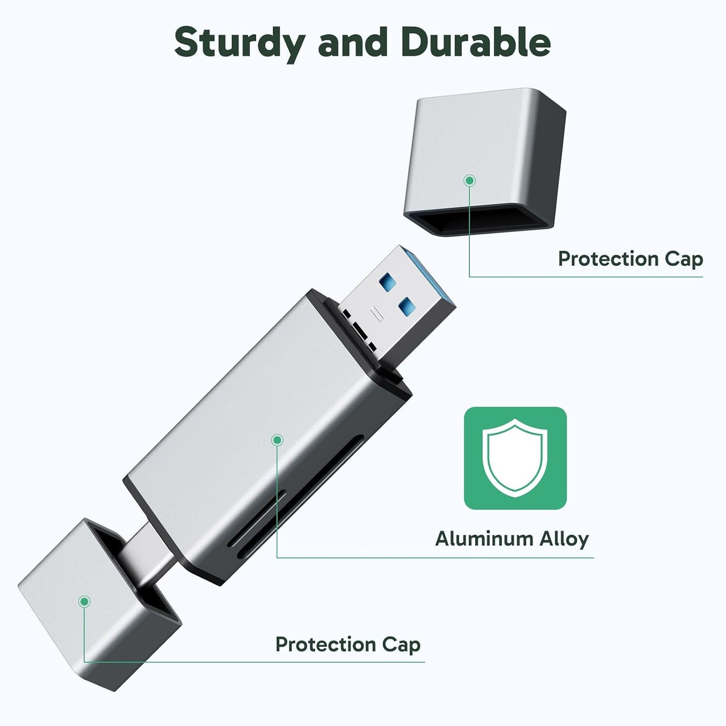 AKASO 3.0 SD Card Reader - USB Type C to Micro SD Card Adapter, Memory Card Reader for SD/Micro SD/SDHC/SDXC Card