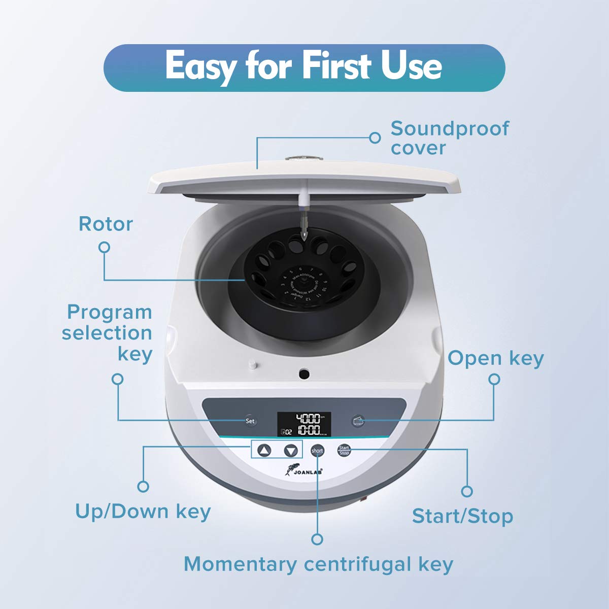 Digital Lab Centrifuge Machine for PRP Benchtop Centrifuge for Laboratory 12x5ml/10ml Tube,500-4000rpm w/Timer