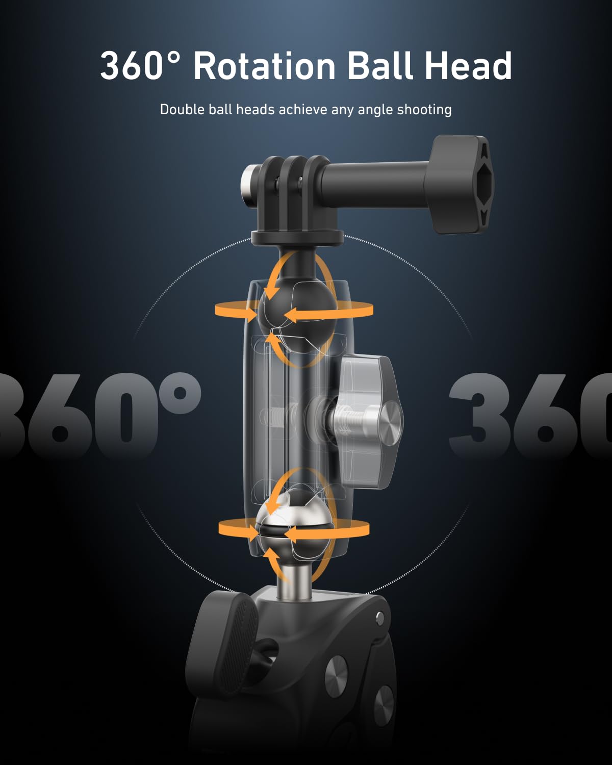 TELESIN Super Clamp Camera Mount with 360° Dual Ball Head, Bike/Bicycle/Motorcycle Handlebar Mount for DJI Osmo Pocket 4/ DJI Osmo Action 6/ Action 5 Pro/Osmo Nano/Action 4/Hero 13 12 11/Insta 360 X5