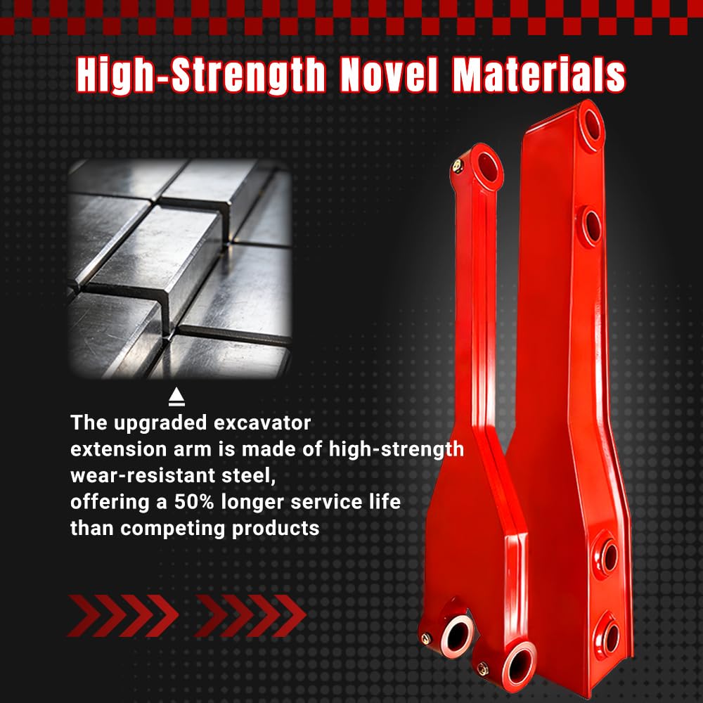 AvmrLc Professional 26 Inch Mini Excavator Extension Arm for 0.8-2 Ton Excavators, Heavy Duty Steel Structures, Quick Change Excavator Boom Arm, Ditch Digging & Trenching Boom with Extended Reach