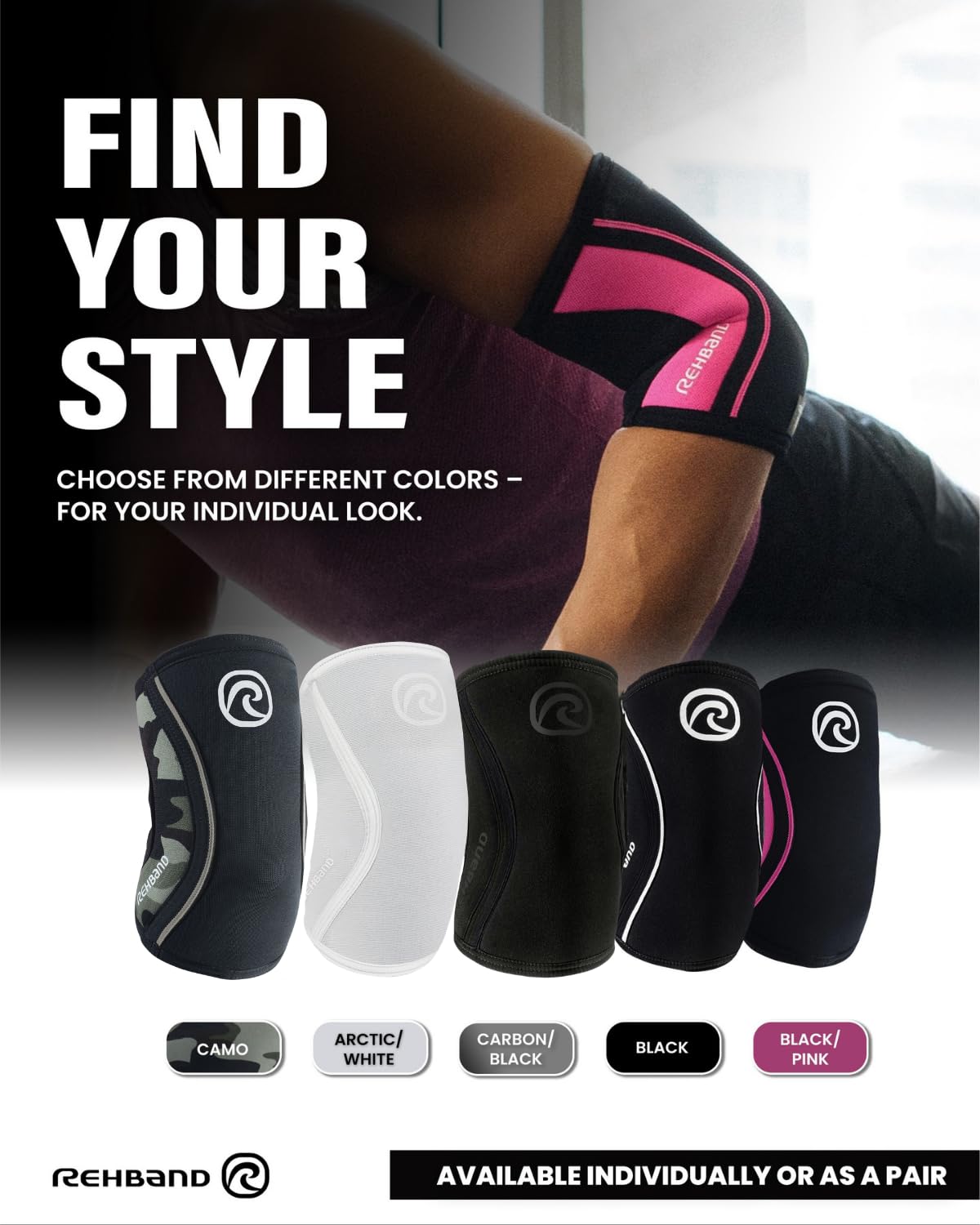Rehband Elbow 5mm Compression Sleeve, Neoprene Elbow Sleeves for Weightlifting, Anatomical Design, Non-Slip & Close Fitting, Elbow Support Unisex, Colour:Carbon/Black, Size:X-Large