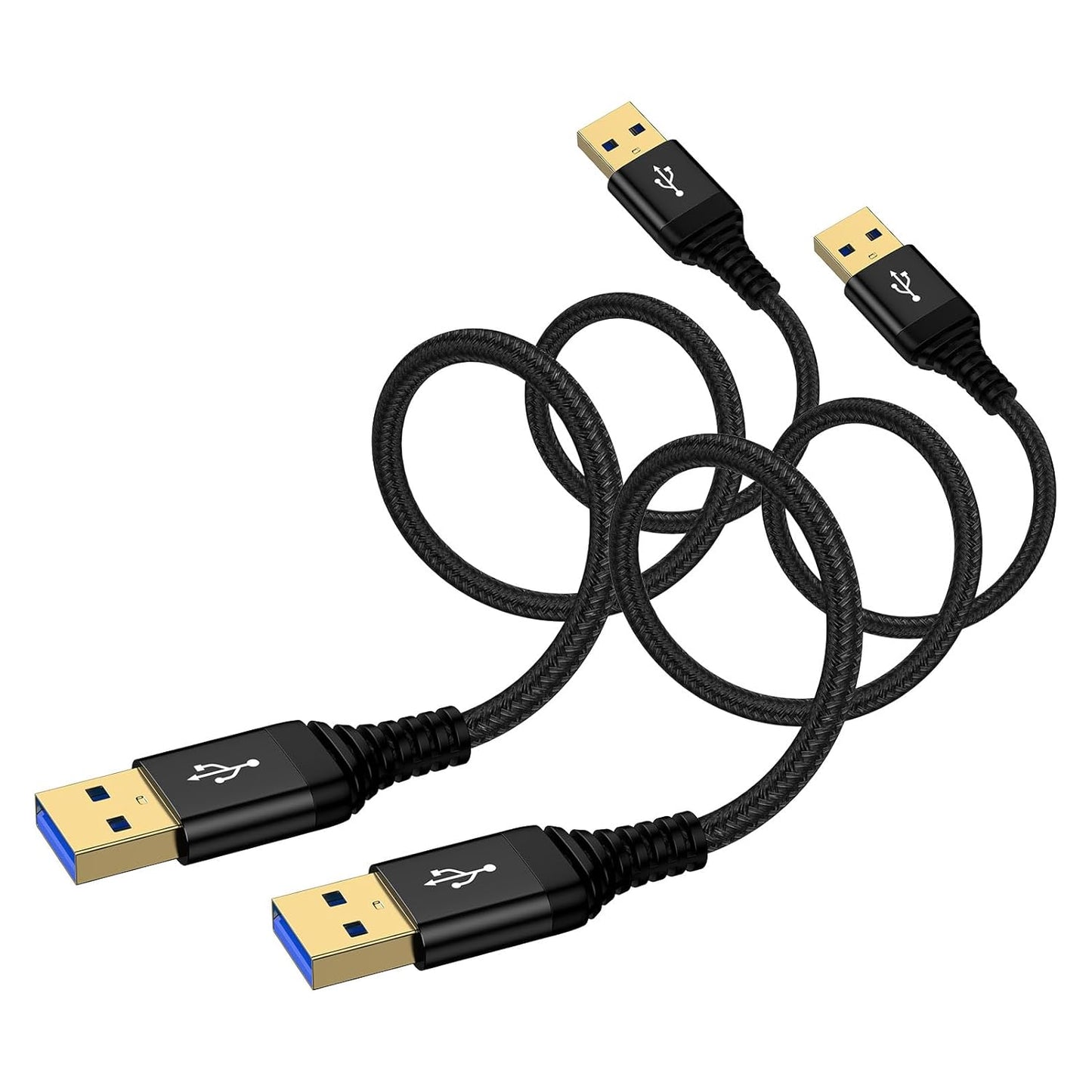 3 2Pack USB3.0 Set USB to USB Cable ft, Male to Male A to A Double Side USBCord for Data Transfer, Sound Bar, External