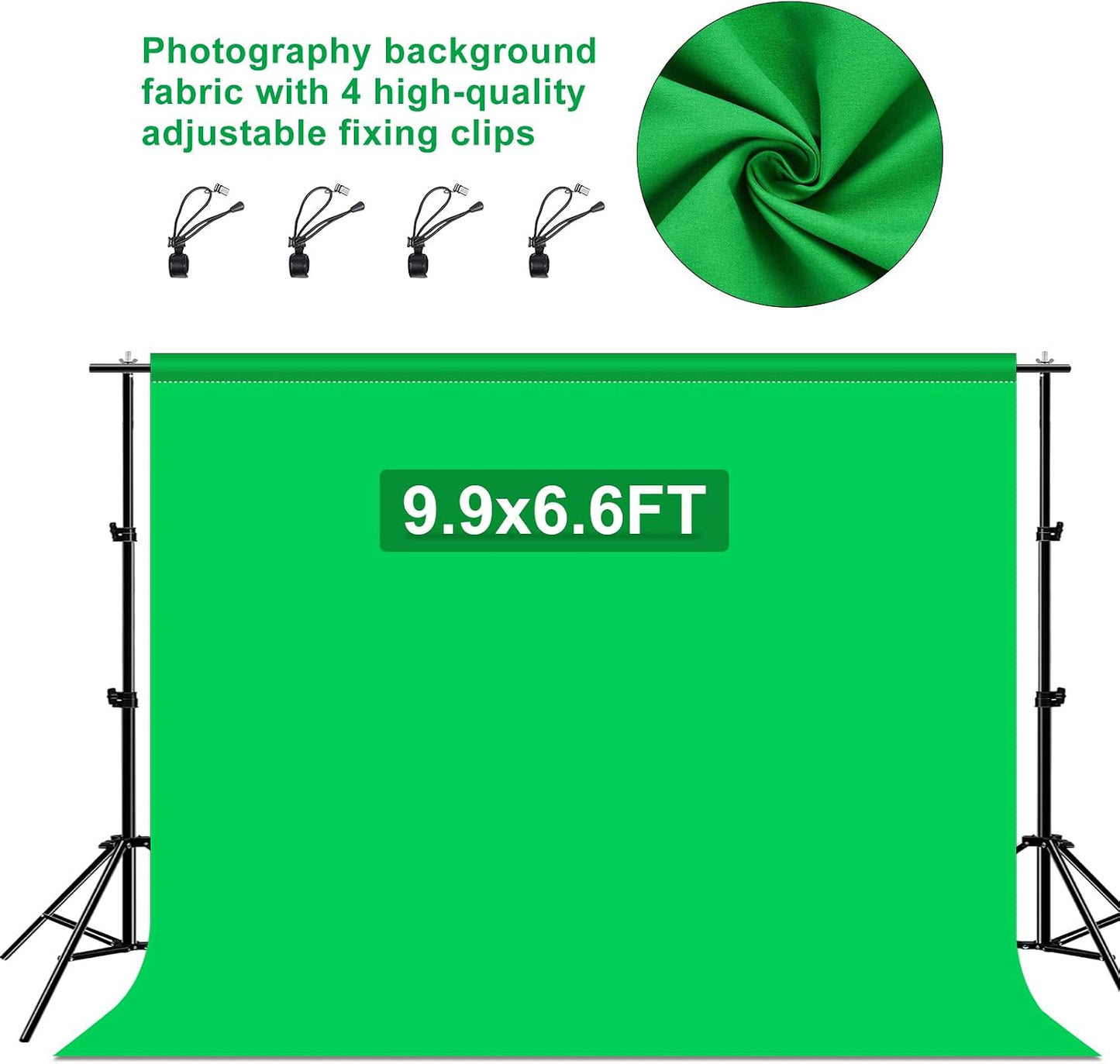 4 9.9 6.6 PULUZ Green Screen Backdrop with Fixing Clip, x Ft Photography Chroma Key Greenscreen Background