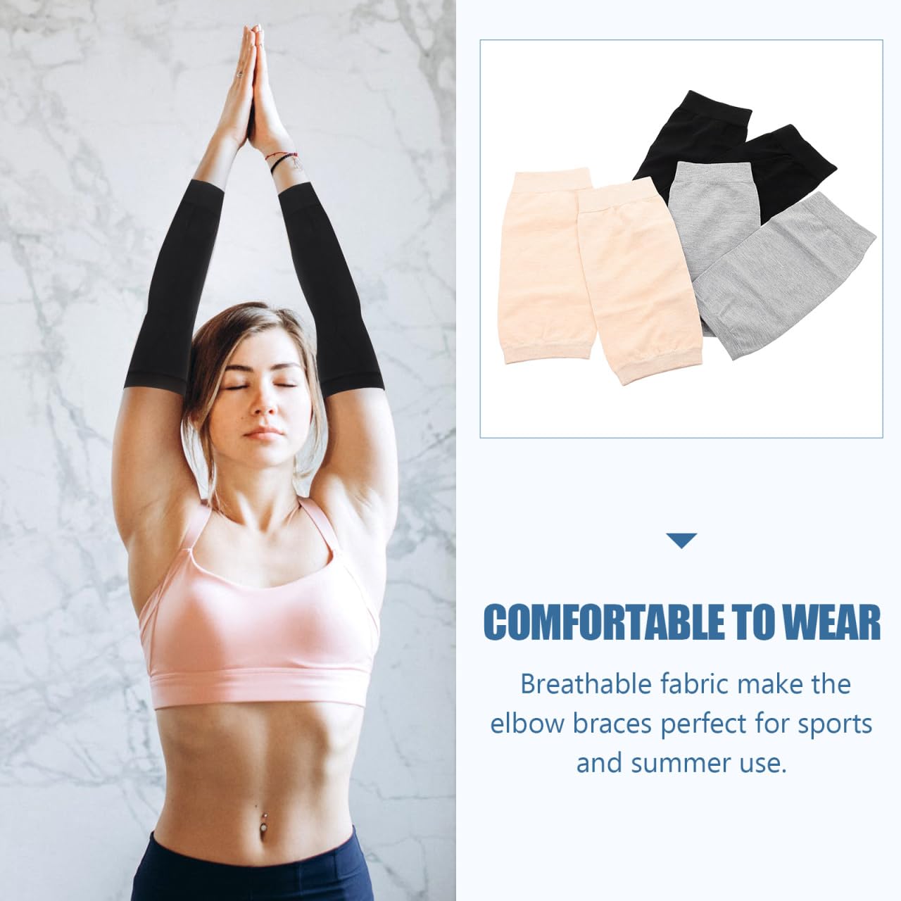 LALAFINA 3 Pairs Elbow Compression Sleeve Scar Covering Incrediwear Elbow Sleeves Comfortable Protective Covers Breathable Guards for Men, Women, 8.85x4.13In