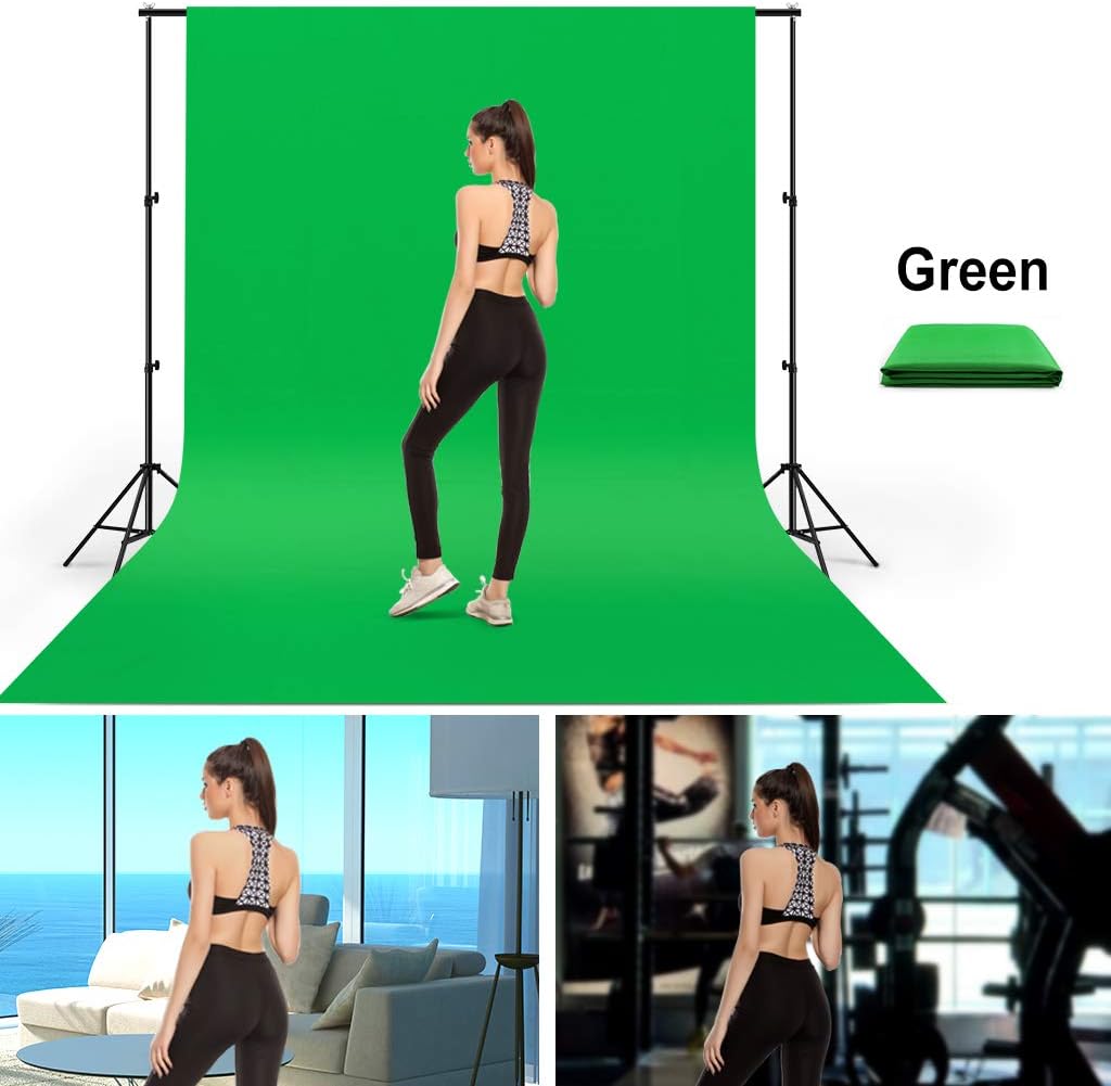 LCUIRC 10X12ft Green Screen Backdrop for Photography, Chromakey Polyester Collapsible Greenscreen Background