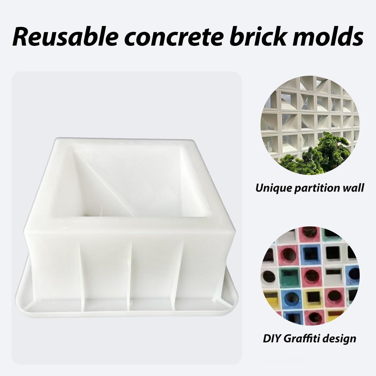 MWYZGMOLD Concrete Hollow Brick Mold,Concrete Wall Block Molds,Easy Demolding Concrete Molds,Lightweight Reusable Cement Block Molding Tool for Construction,Landscaping and Road Projects(Brick2119)
