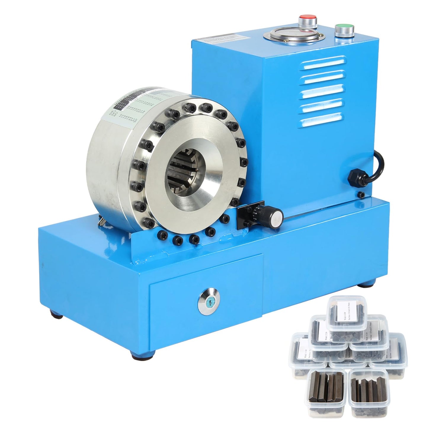 Electric Hydraulic Hose Crimper Tool 110V with 8 Dies, Portable Crimping Machine for R1 R2 Hydraulic Hoses, Automotive AC Line, Multi-Diameter Fuel Line Crimper Kit