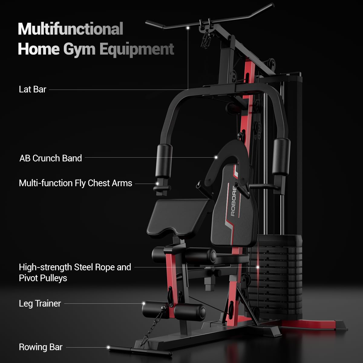 Home Gym System with 160LB Weight Stack, Multifunctional All-in-One Workout Station, Full Body Strength Training System