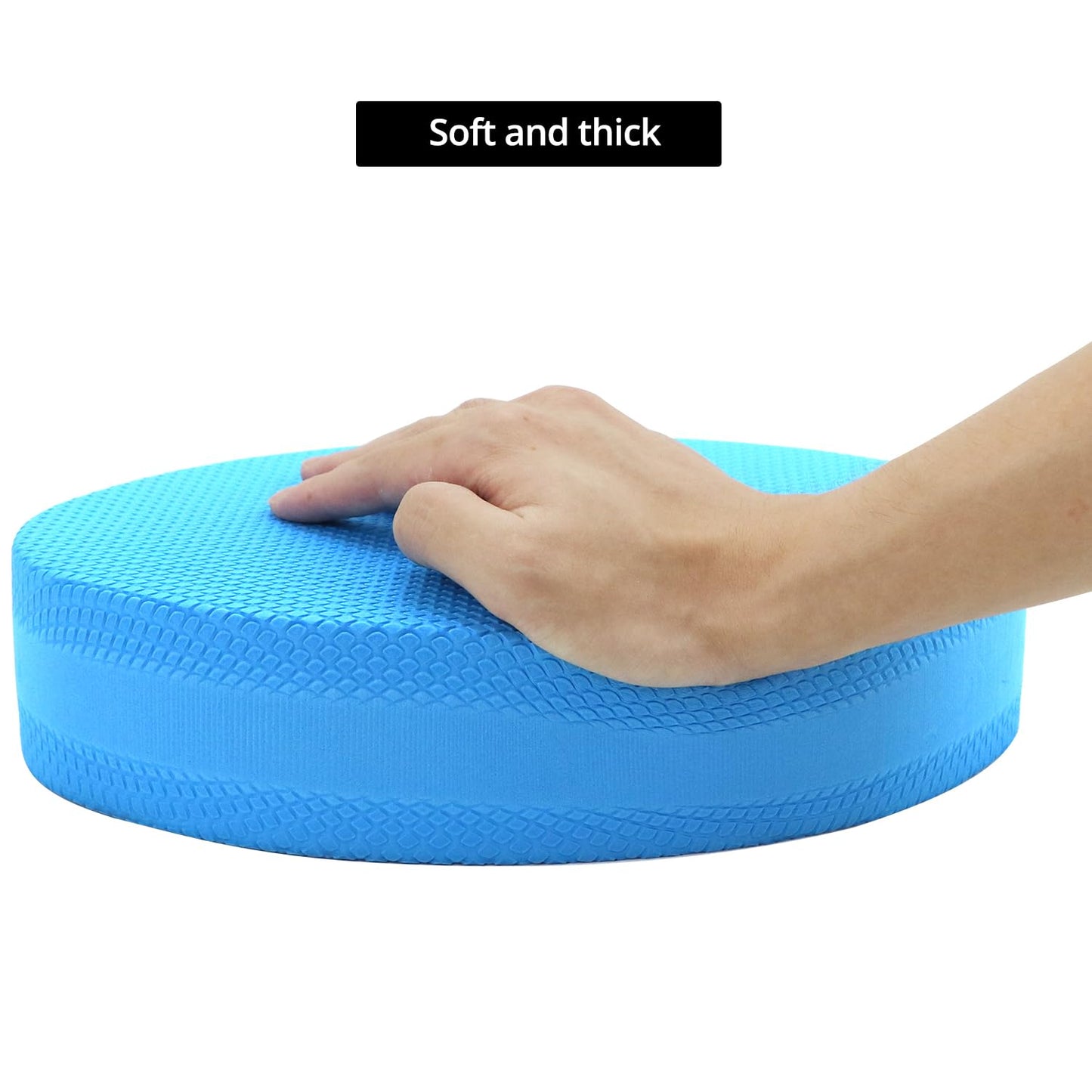 QWORK Stability Trainer Pad - Blue Foam Balance Exercise Cushion for Yoga, Pilates and Fitness - Improves Balance & Ankle Strength