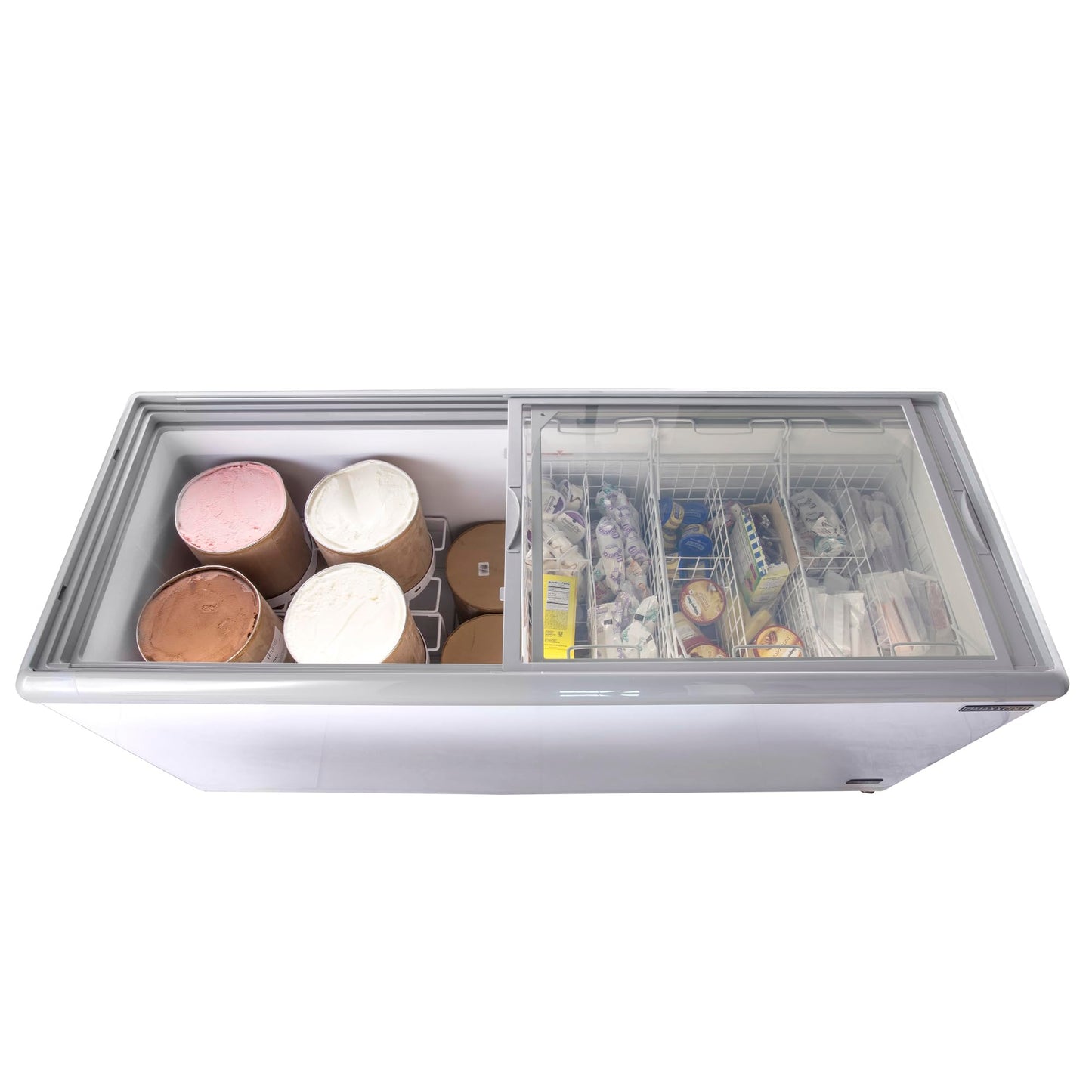 Maxx Cold MXDC-12 Commercial Ice Cream Dipping Cabinet Freezer with Curved Glass, Holds up to Twenty Two (22) Flavor Tubs, 70-Inch, White