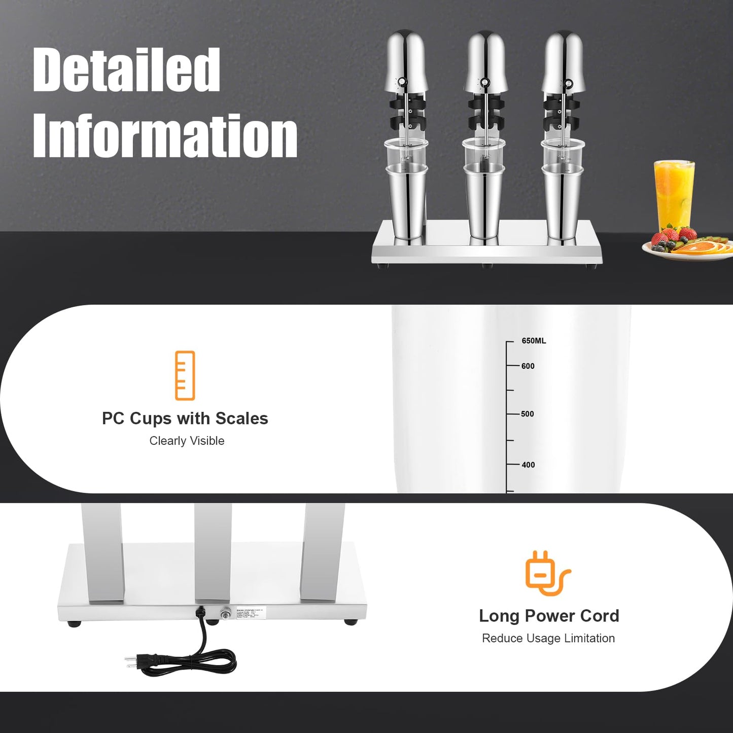 NenoBeo 3 Heads Milkshake Mixer Commercial Drink Mixer Machine,Stainless Steel Triple Head Milkshake Maker with 18000RPM High Speed Motor,Milk Tea Smoothie Mixer for Cafe Restaurant Ice Cream Shop Bar