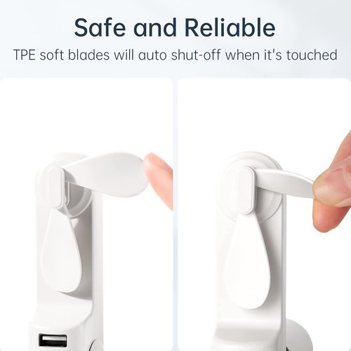 JISULIFE Portable Handheld Fan - Mini 3-In-1 USB Rechargeable with Power Bank & Flashlight | Ideal for Travel & Summer - White
